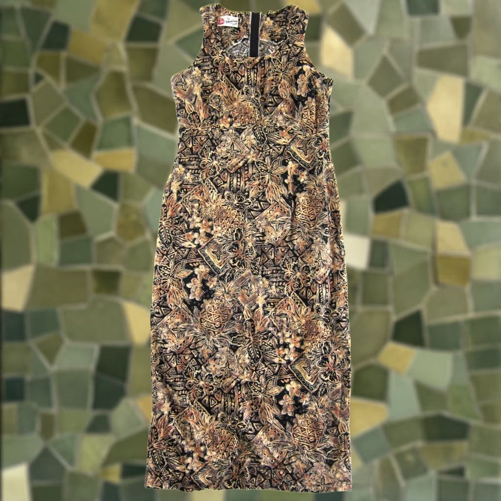 Hilo Hattie VINTAGE Hilo Hattie Dress Hawaiian Floral Rayon Midi Tank Dress Brown Black Medium Size M / US 6-8 / IT 42-44 - 1 Thumbnail