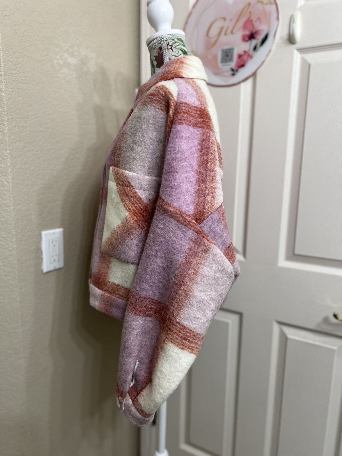 Iro IRO paris wool and cotton pink and cream plaid jacket size 8 Size M / US 6-8 / IT 42-44 - 4 Thumbnail