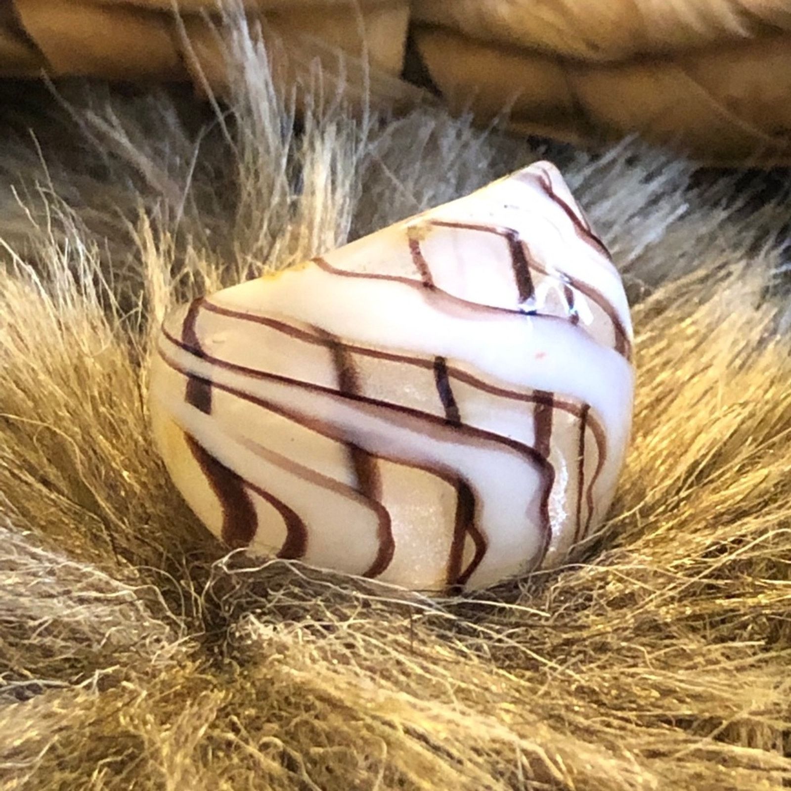 Handmade Handmade brown and white sparkle glass ring Size ONE SIZE - 1 Thumbnail