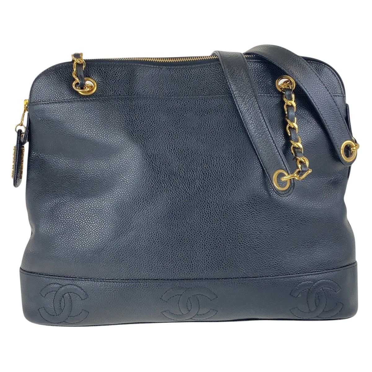 Chanel Chanel Triple Coco Mark Leather Shoulder Bag Leather Shoulder Bag in Black, Women's