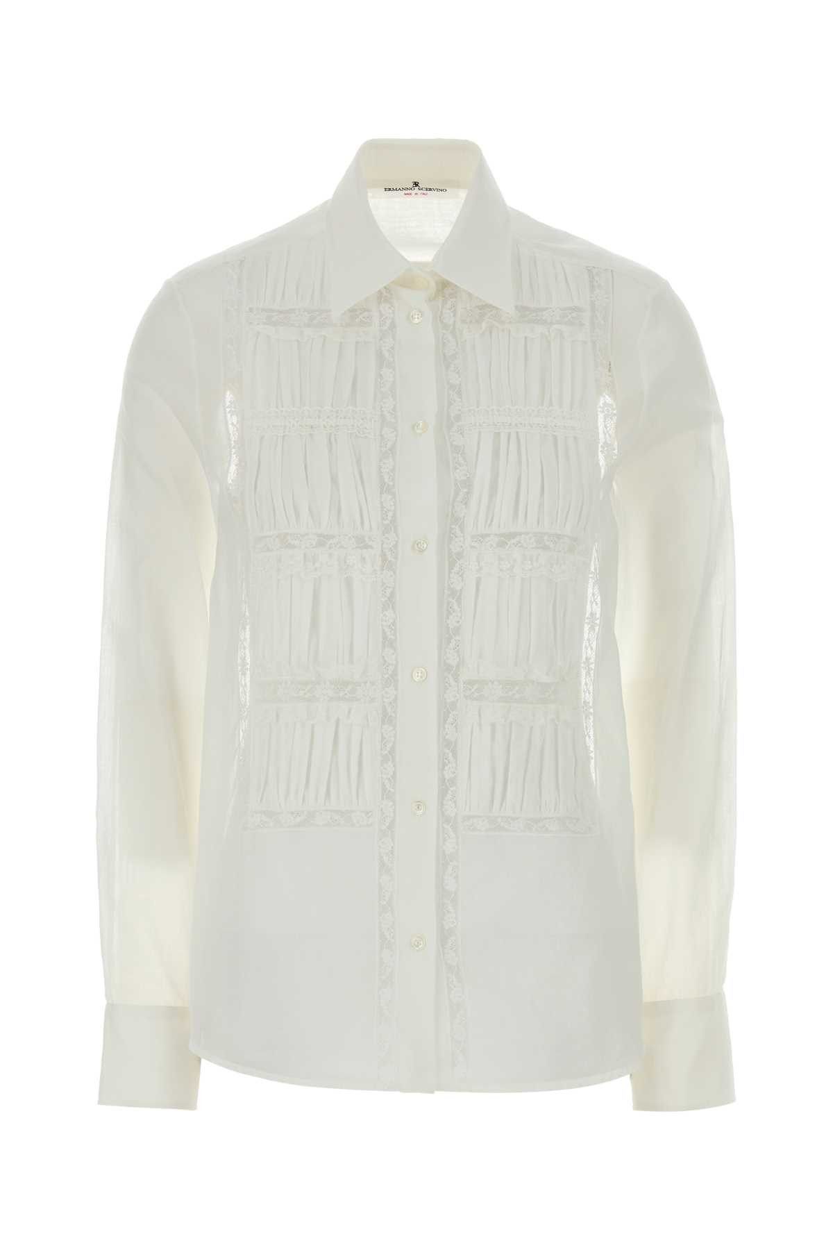 Ermanno Scervino White Cotton Shirt Size XS / US 0-2 / IT 36-38 - 1 Thumbnail