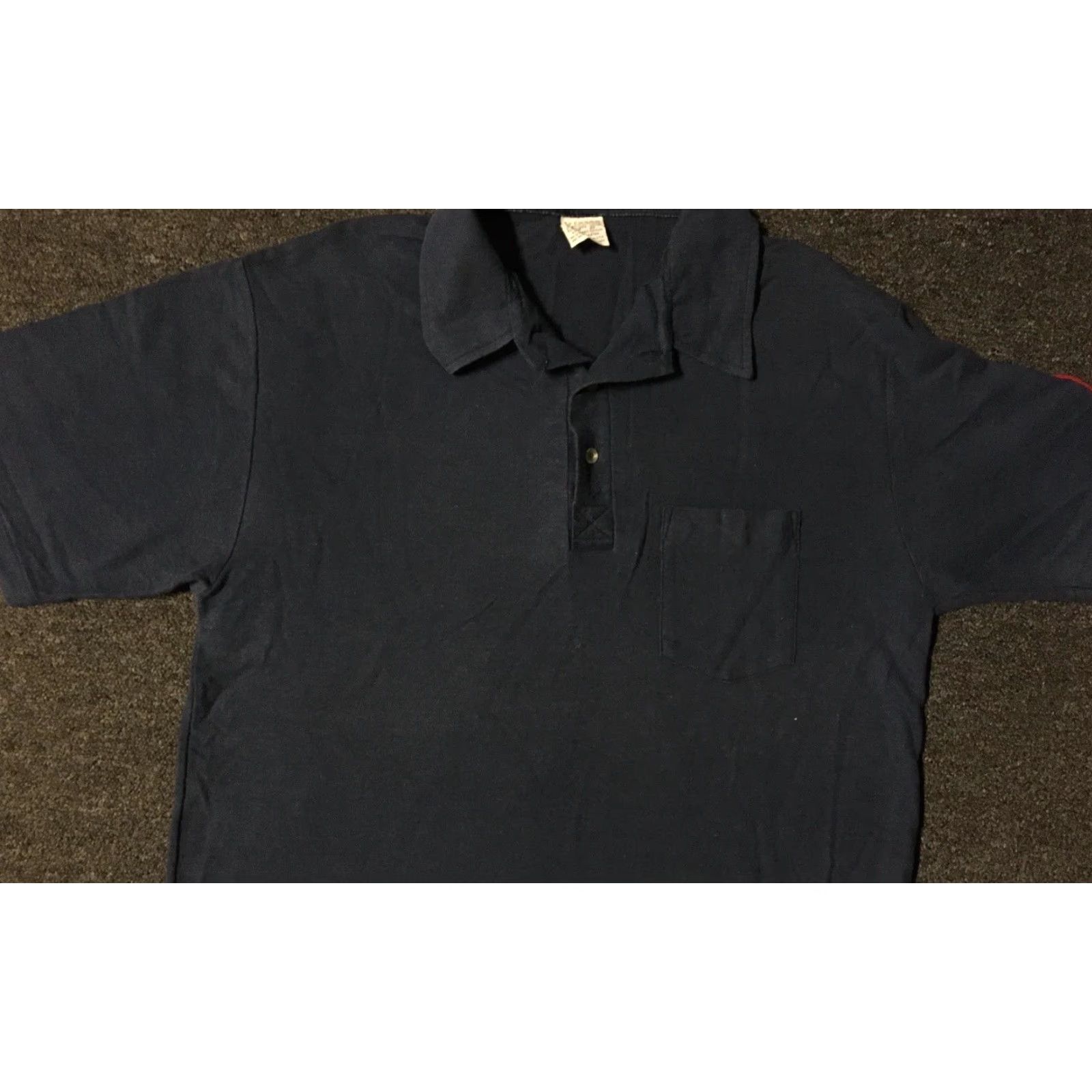 Vintage VINTAGE Mis Que Bar Faded Polo Shirt L USA Blue Striped Bar Bowling Billiards 80s 90s Grunge USA Mens Size US L / EU 52-54 / 3 - 7 Thumbnail