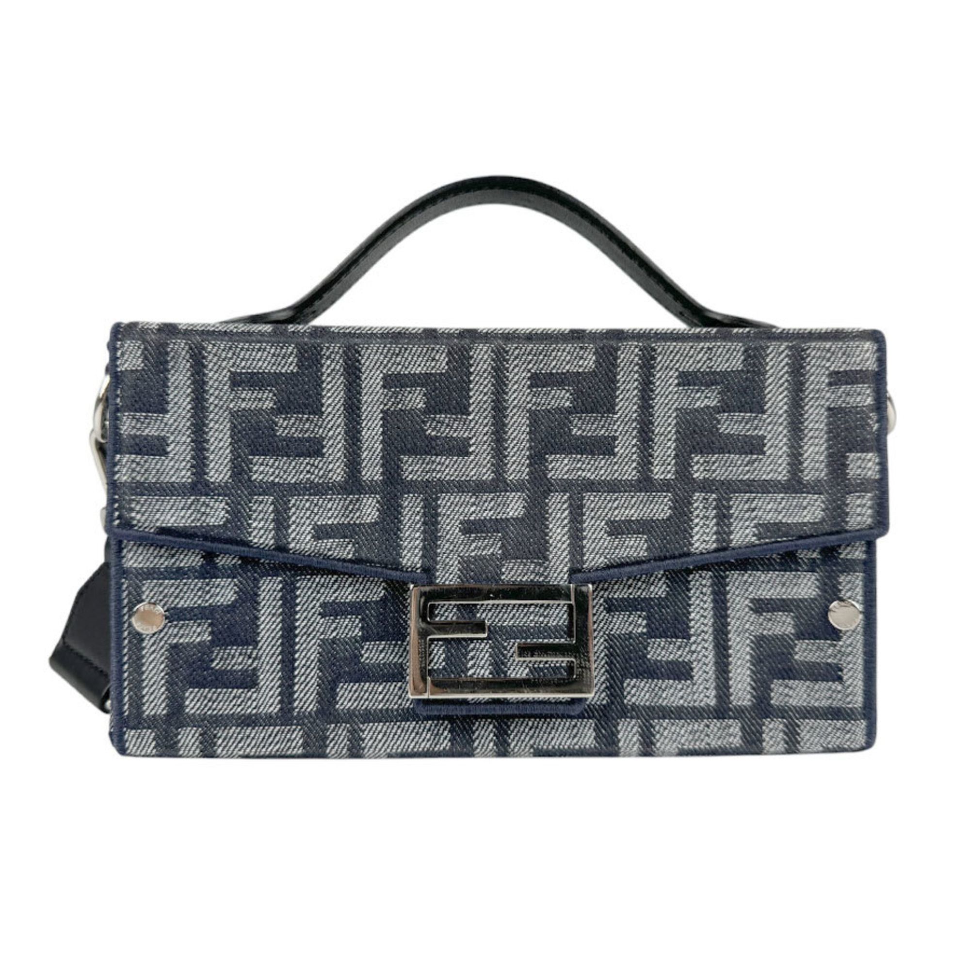 Fendi FENDI Shoulder Bag Handbag Baguette Soft Trunk Canvas Navy Silver Men's 7VA565-AMA9 z3639 Size ONE SIZE - 1 Thumbnail