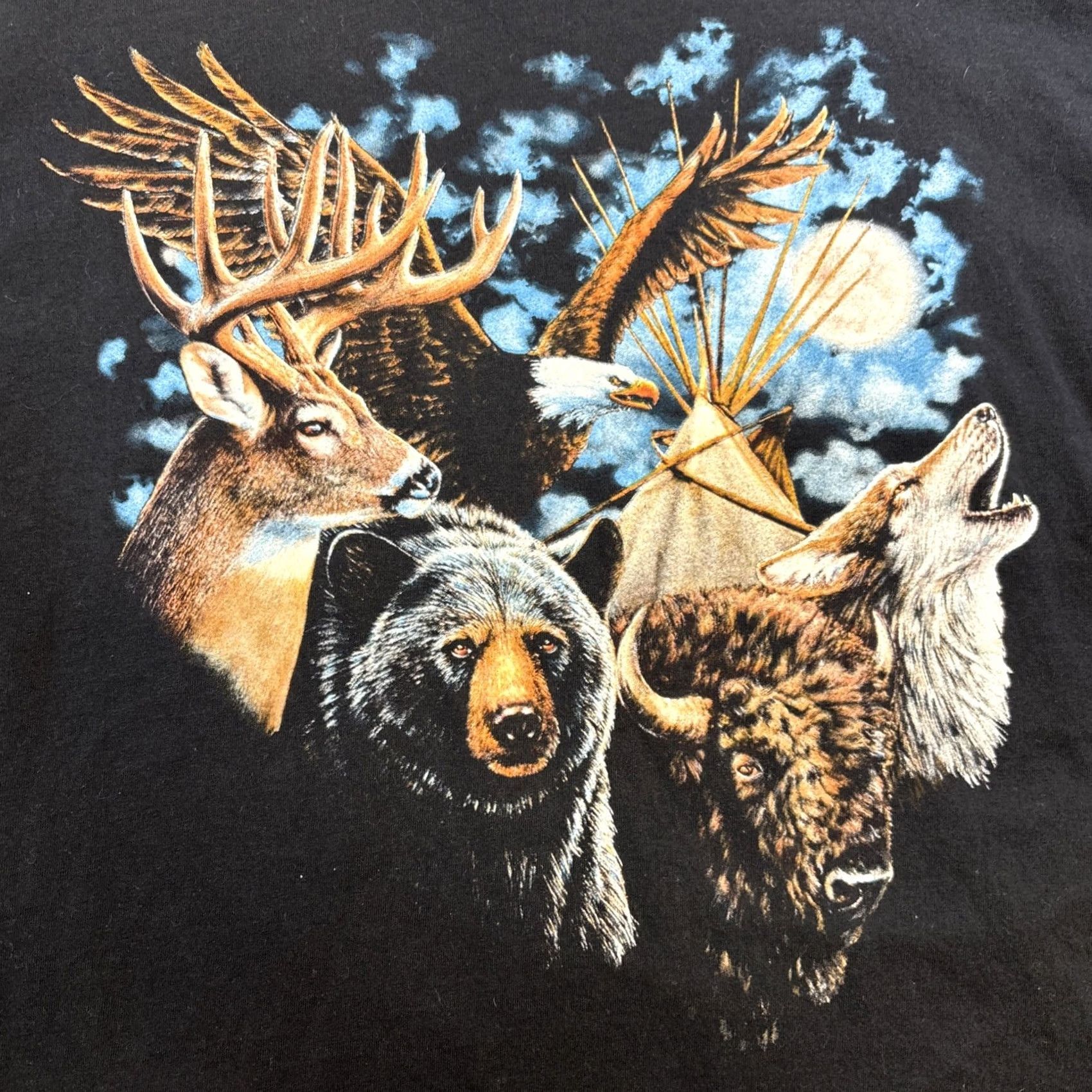 Delta VINTAGE Delta Pro Weight T Shirt Men’s XL Bear Wolf Bison Eagle Nature Graphic Black Mens XL Size US XL / EU 56 / 4 - 3 Thumbnail