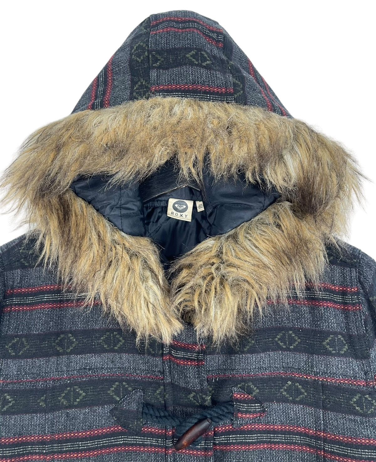 Quiksilver × Vintage Roxy Duffle Sherpa Jacket Size M / US 6-8 / IT 42-44 - 4 Thumbnail