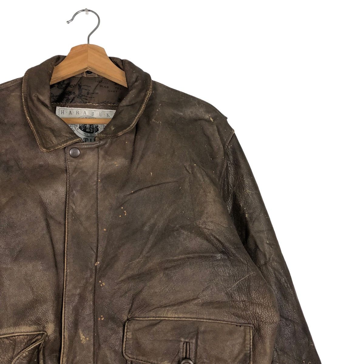 Japanese Brand 🔥Vtg Genuine Leather Jacket Bomber Harajuku Mother Map Size US L / EU 52-54 / 3 - 6 Thumbnail