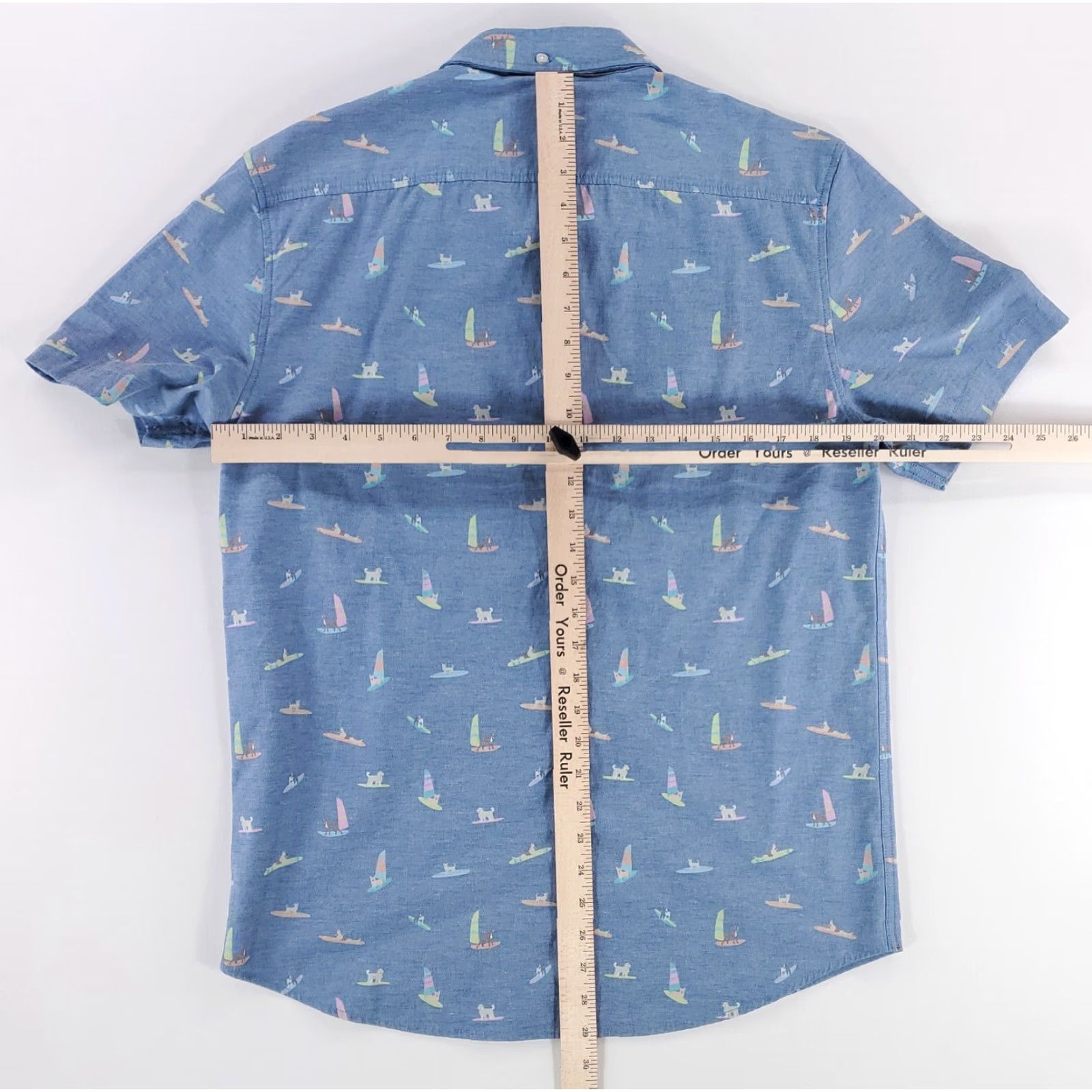 Chubbies Chubbies Button Down Shirt Short Sleeve AOP Dogs Surfboards Blue Mens M Size US M / EU 48-50 / 2 - 5 Thumbnail