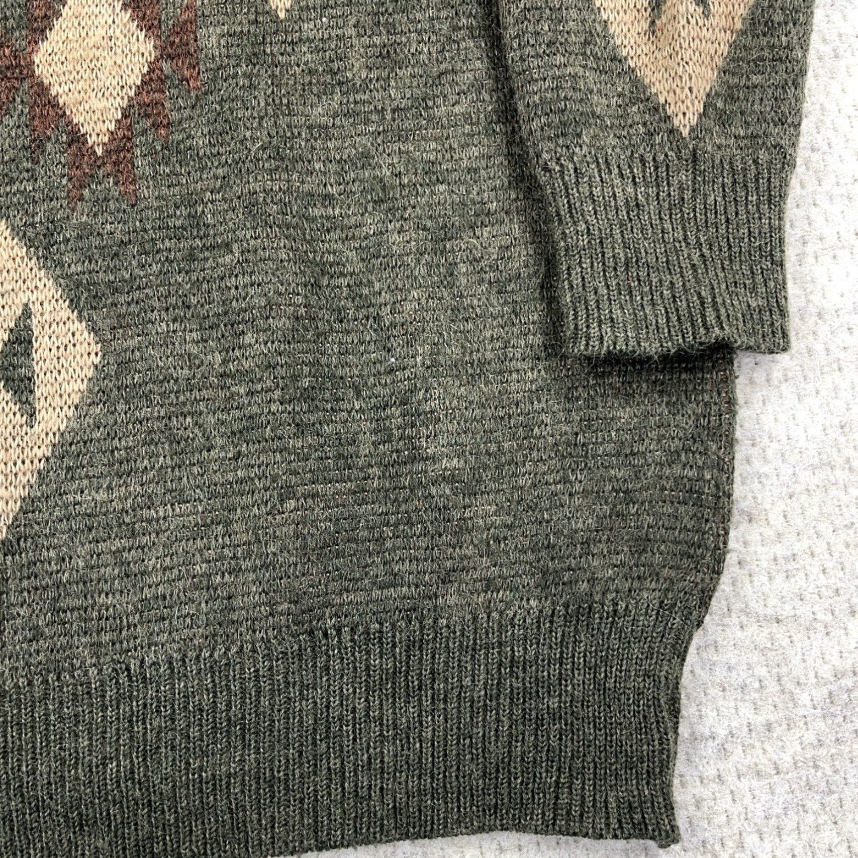Gustin VINTAGE Dustin Grandpa Sweater Men XL Green Geometric Knit Wool Mohair 80s 90s Patch Pullover Crew Neck Classic Retro Size US XL / EU 56 / 4 - 5 Thumbnail