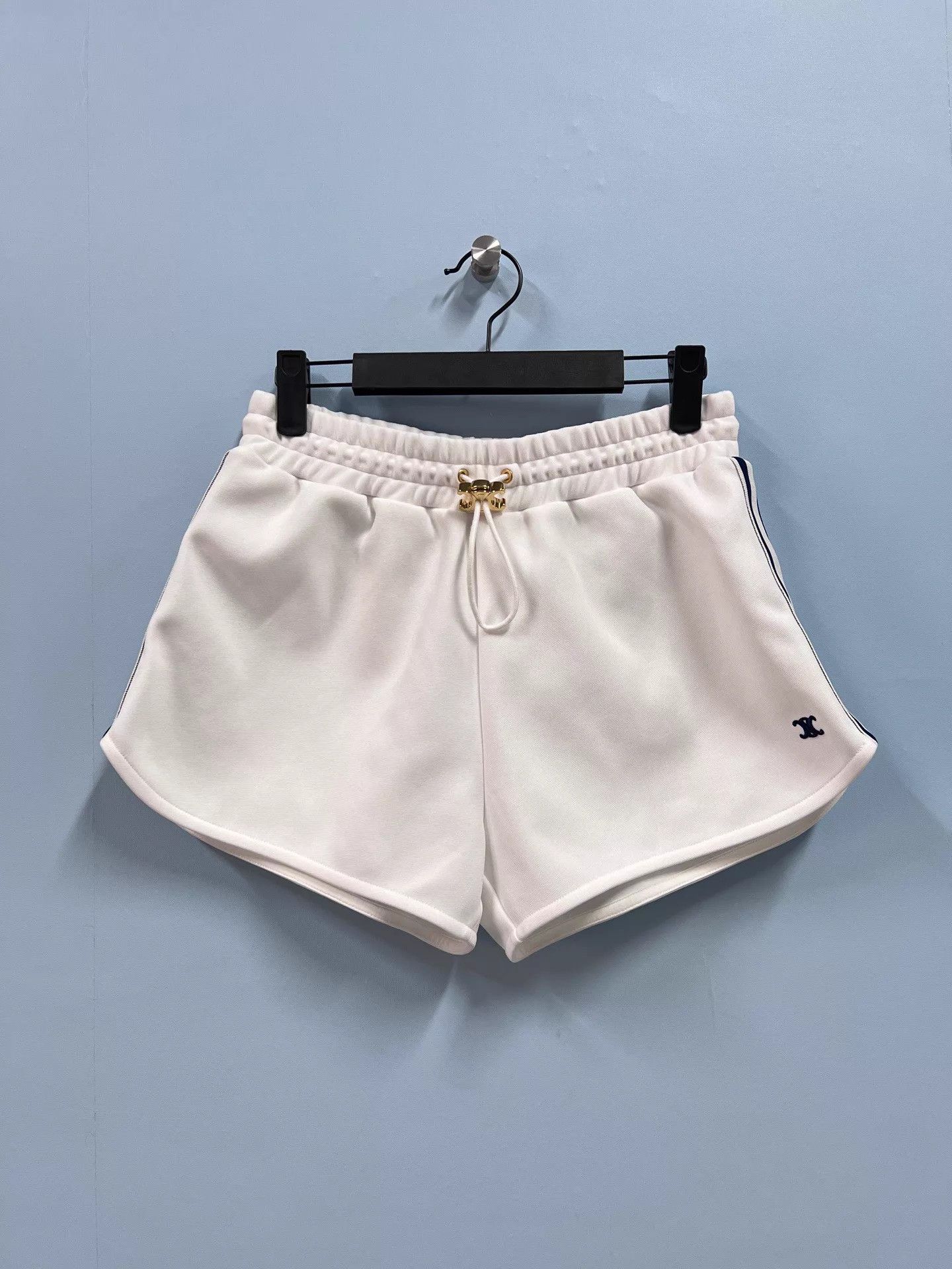 Celine Celine White Triomphe Gold Clasp Short 99 New XS Size 25" / US 0 / IT 36 - 1 Thumbnail