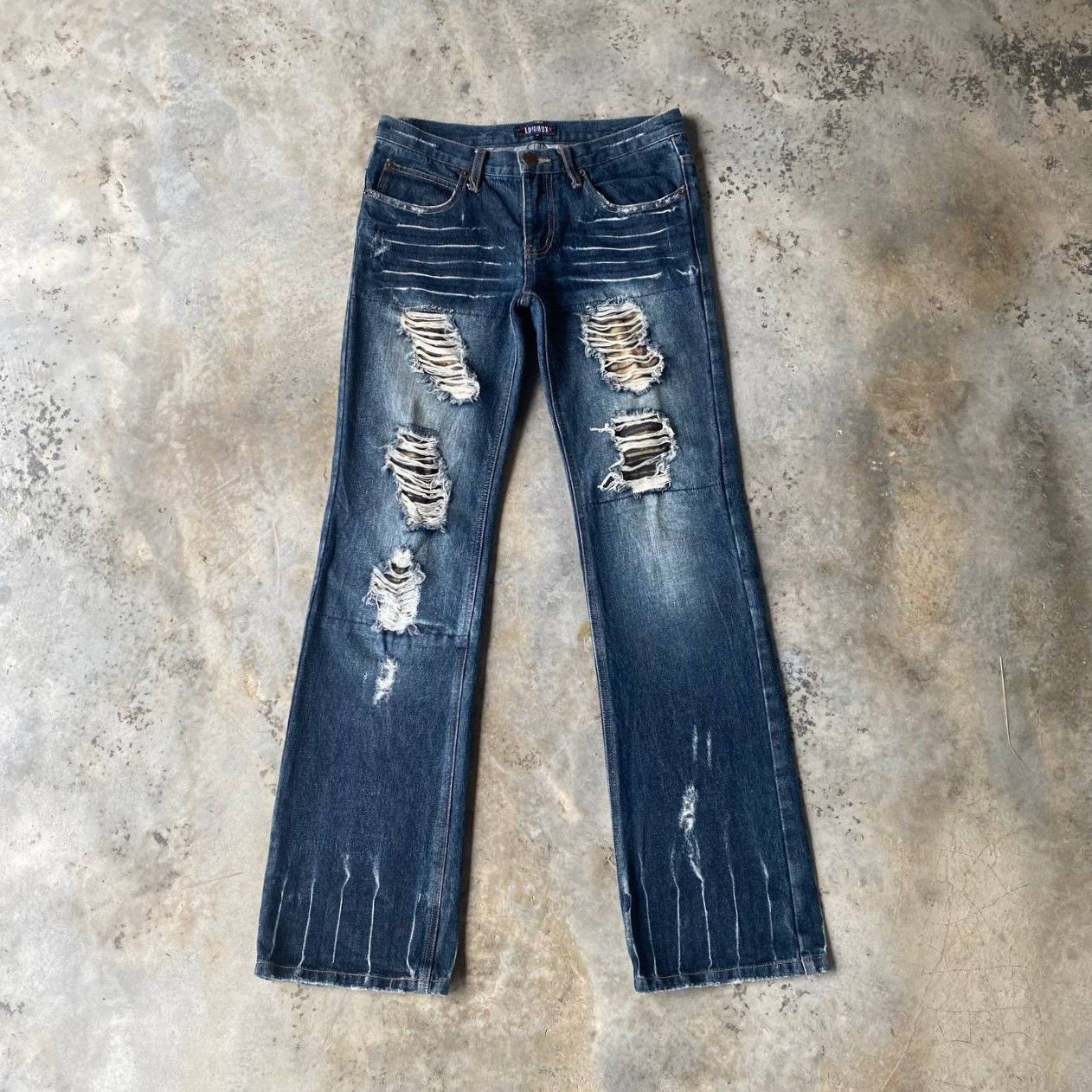 LOWBOX ARCHIVE Lowbox "Shredded" Distressed Flare Cyberpunk Size US 29 - 1 Thumbnail