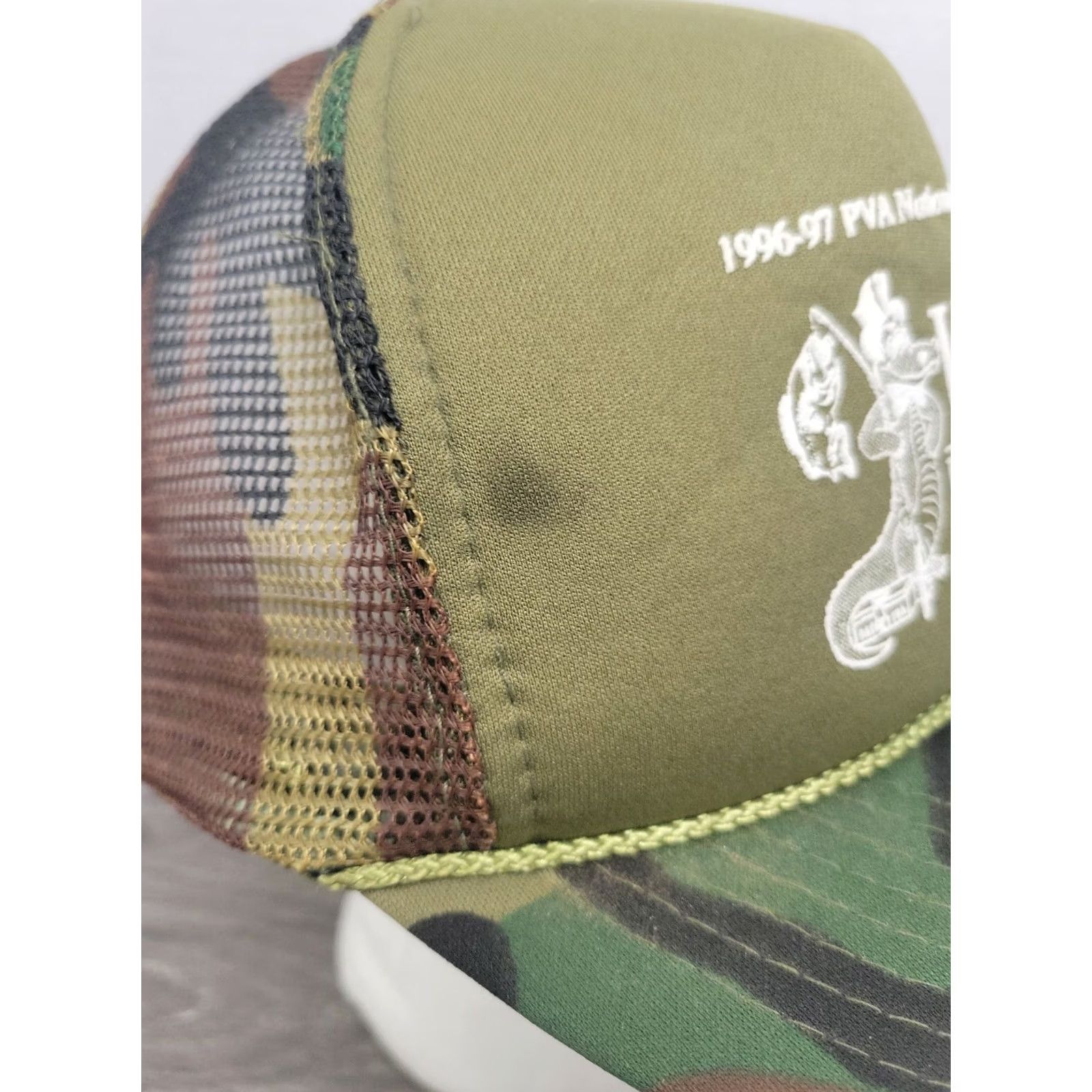 Olive VINTAGE US Open 1997 Bass Tournament Snapback Trucker Hat Cap Olive Green Mens Size ONE SIZE - 8 Thumbnail
