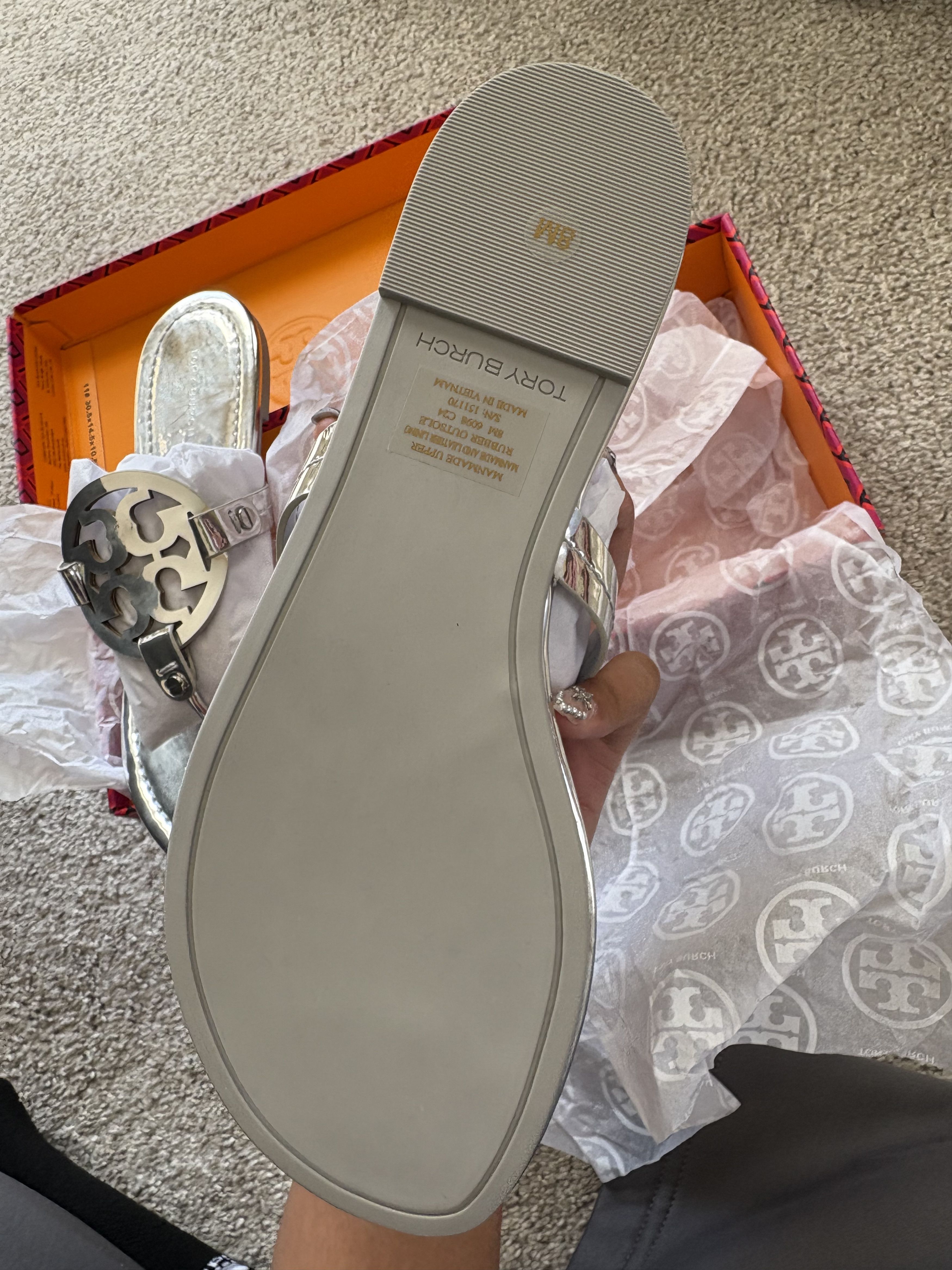 Tory Burch Silver Tory Burch Slides Size US 8 / IT 38 - 6 Thumbnail