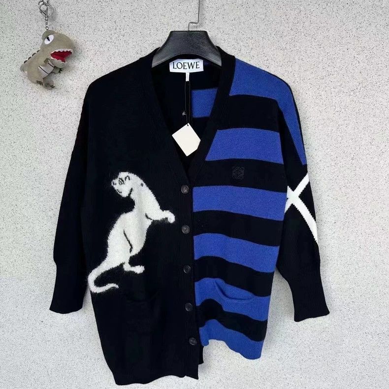 LOEWE Small logo patchwork cardigan