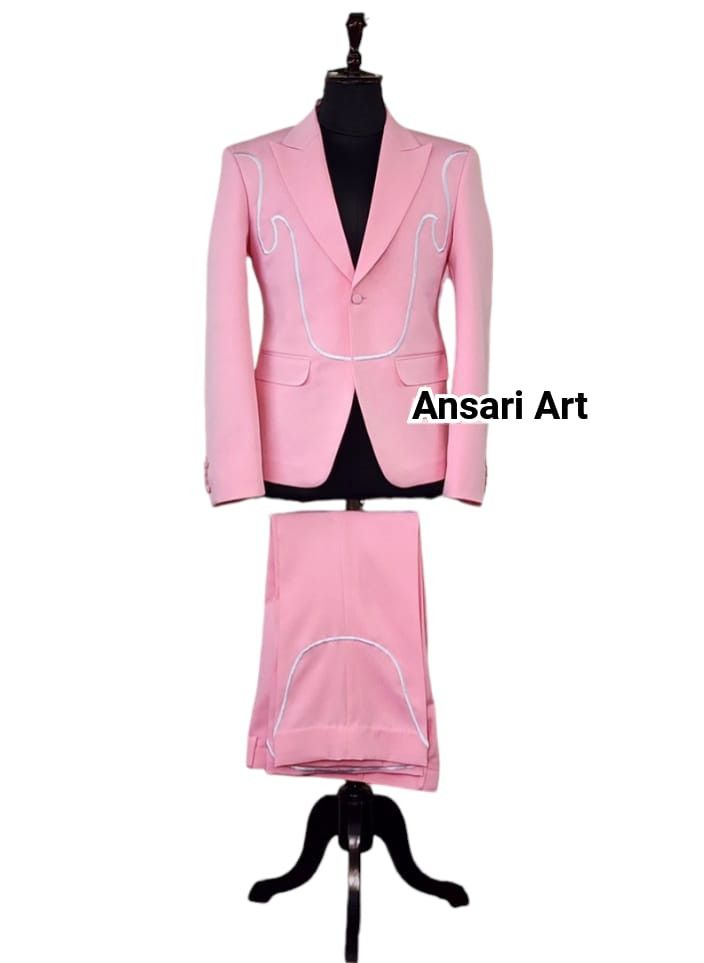 Other Men 2PC Customized Piping Embroidery cocktail prom outfit Size 44R - 1 Thumbnail