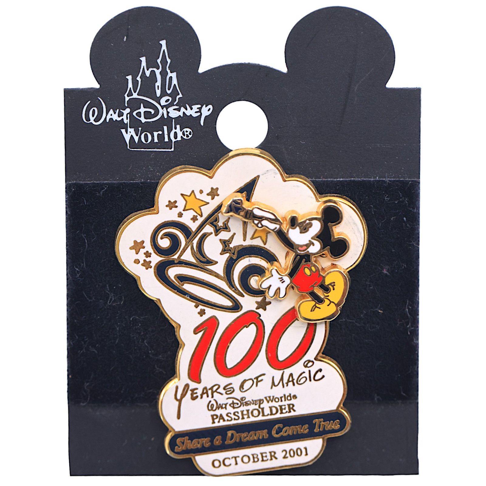 Disney × Mickey Mouse Disney 100 Years of Magic October 2001 Passholder Pin *NEW* Size ONE SIZE - 1 Thumbnail