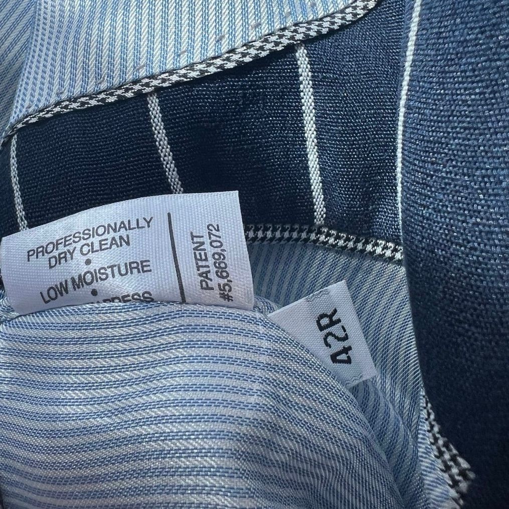Hickey Hickey Navy Blue & White Suit Jacket 3 Buttons Size 42R JL Size 42R - 11 Thumbnail