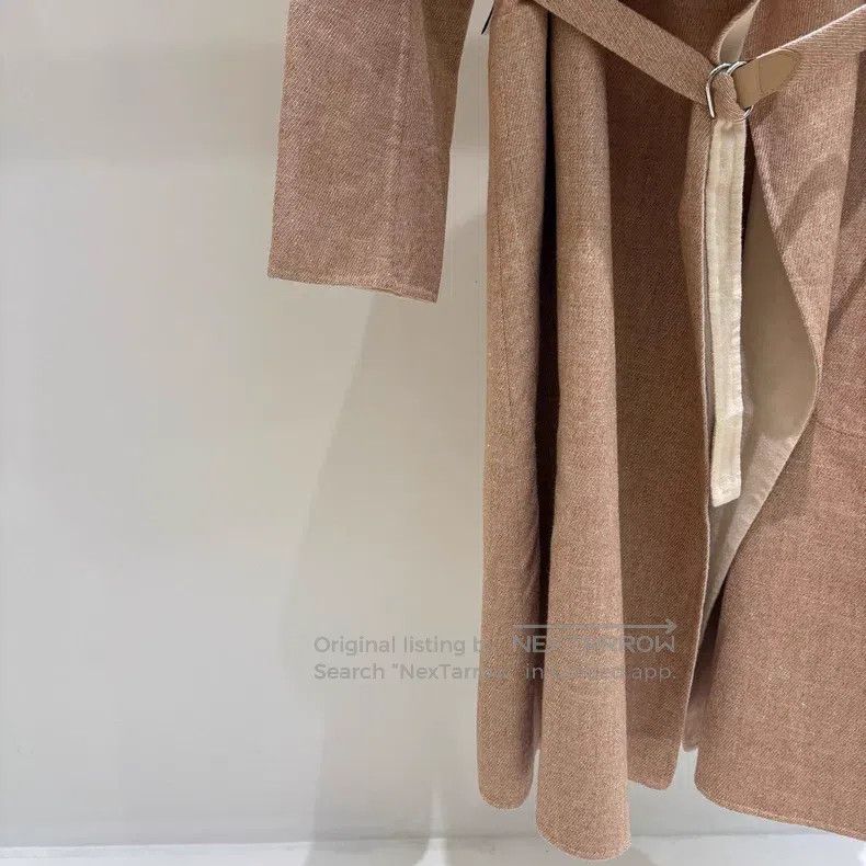 Hermes Hermes Beige Cashmere, Linen, and Silk Notched Lapel Long Size XS / US 0-2 / IT 36-38 - 5 Thumbnail