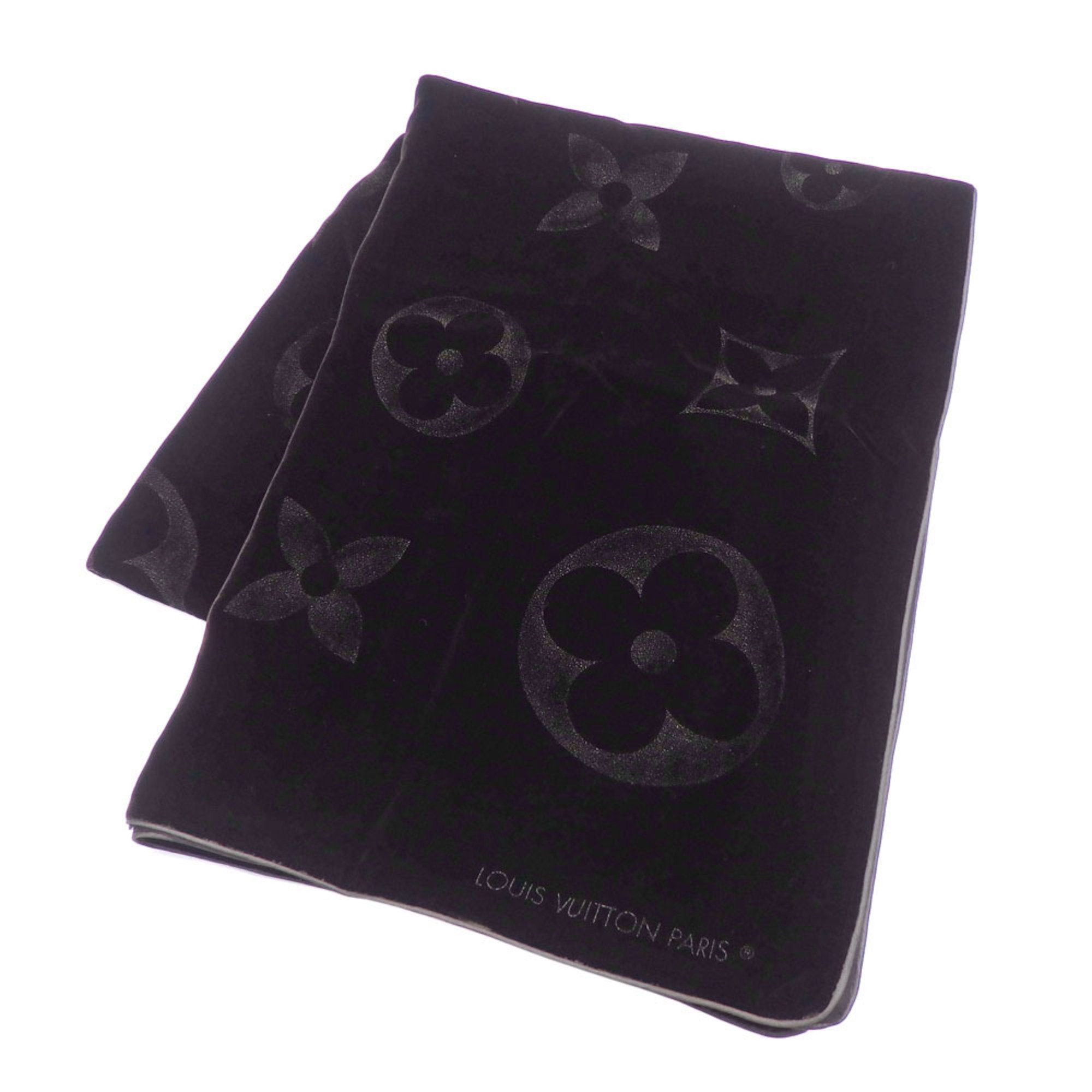 image of Louis Vuitton Shawl Escharpe Velvet Women's Dark Brown Rayon Scarf Monogram Flower