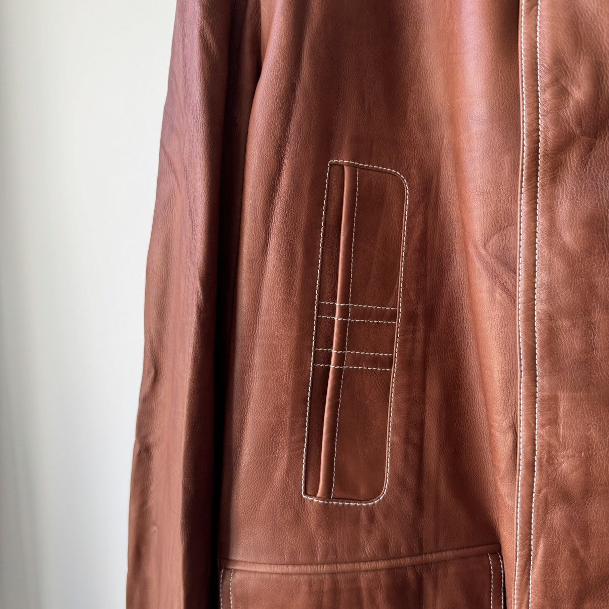 Hermes Hermes Brown/Orange Calf Leather Overcoat Size US L / EU 52-54 / 3 - 4 Thumbnail