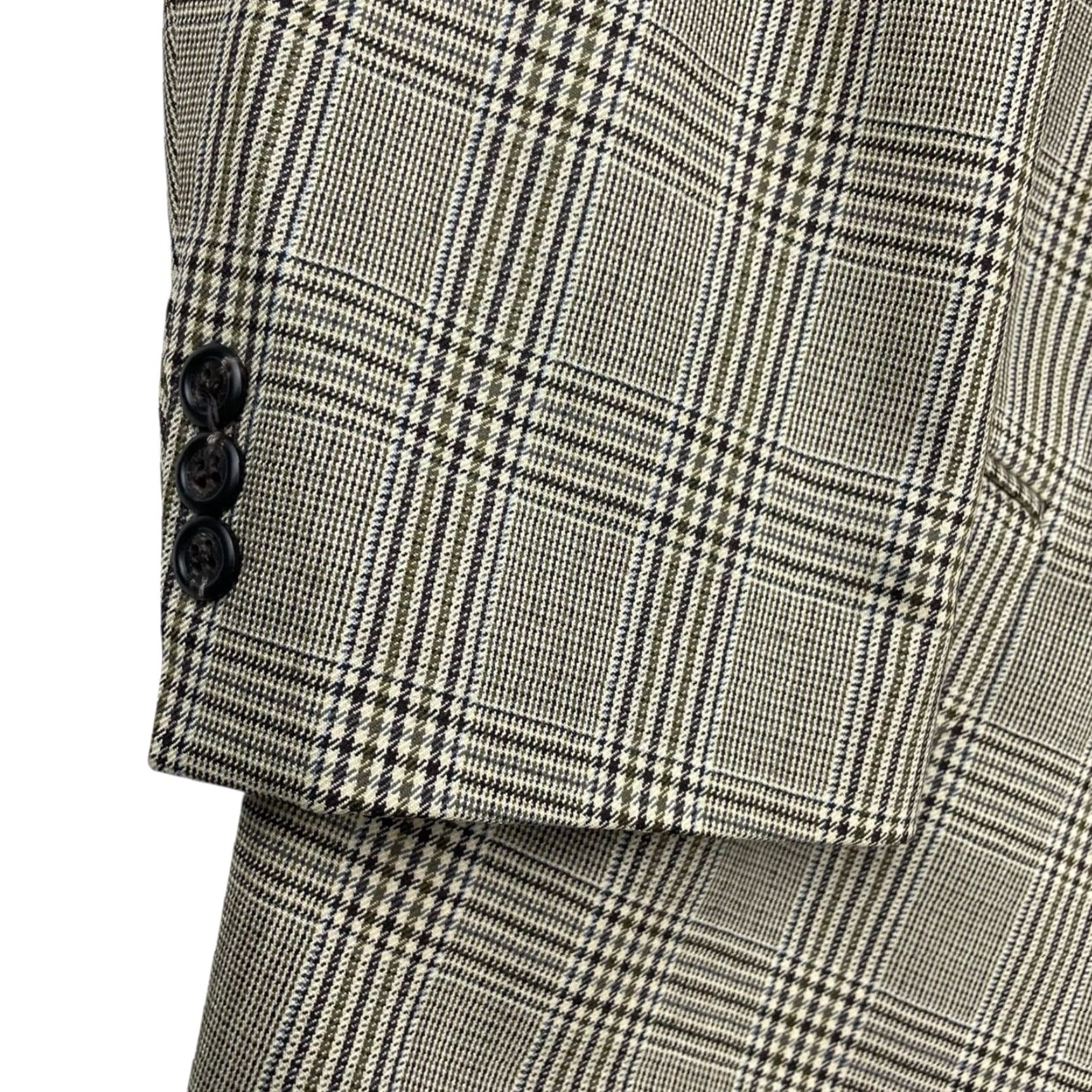 J.Crew VINTAGE/J.Crew Men’s 100% Wool Blazer/Jacket Beige Green Navy Plaid 44L USA Long Navy Notch Lapel 3-Button Regular Mens Size 44R - 3 Thumbnail