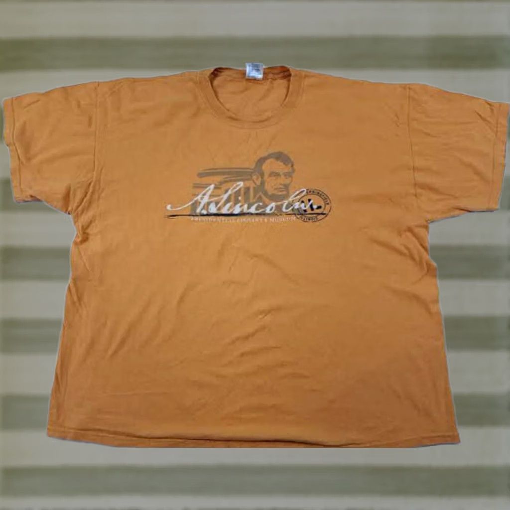 Vintage VINTAGE Lincoln Presidential Library Museum Illinois T-Shirt 2XL Orange Perrin Unisex Adults History Size US XXL / EU 58 / 5 - 1 Thumbnail