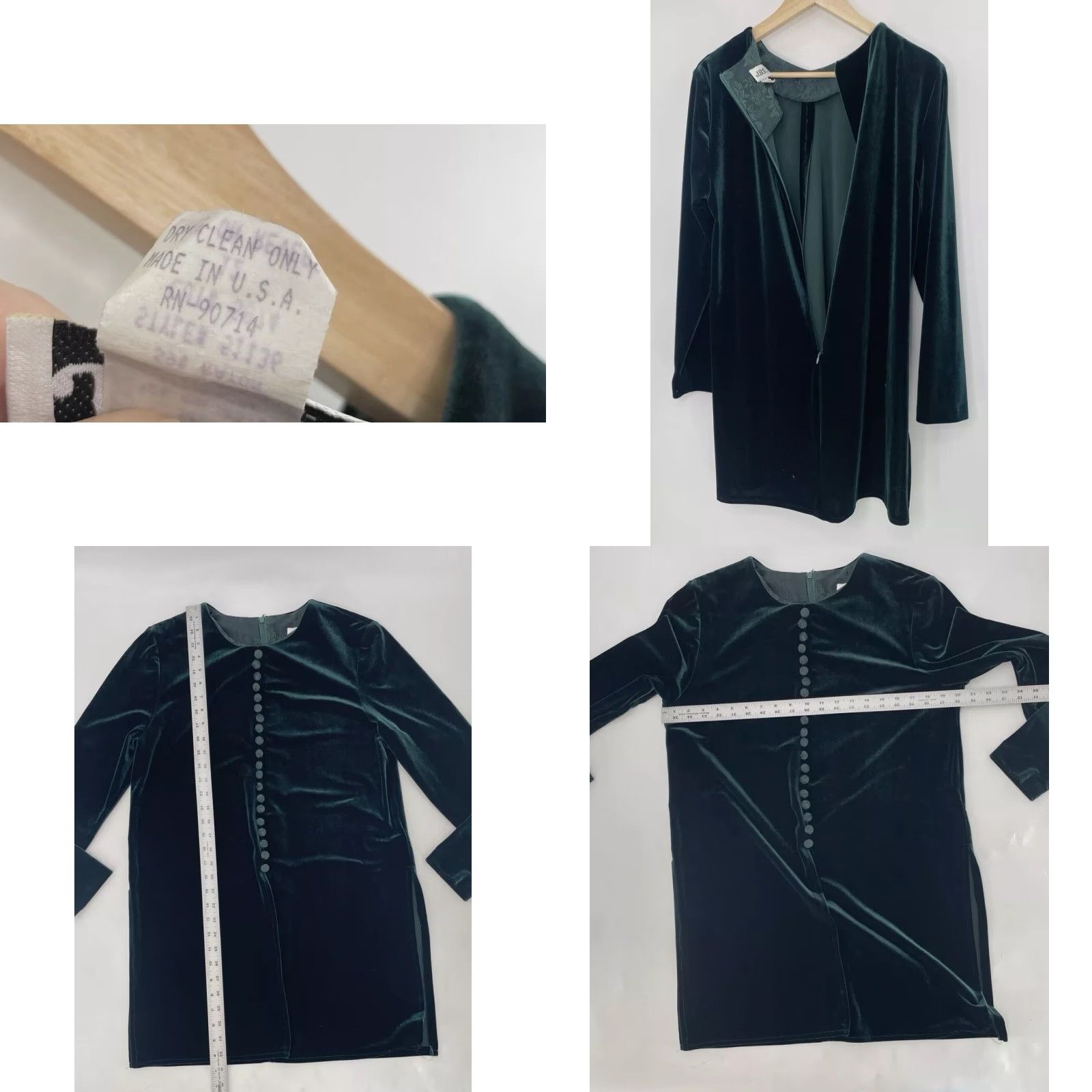 Velvet VINTAGE J.B.S. LTD Dark Green Velvet Button Tunic Top Size 12 Womens Blouse Dressy 80s Holiday Party Formal Workwear Long Sleeve Velvet Spandex Rayon Size XL / US 12-14 / IT 48-50 - 8 Thumbnail