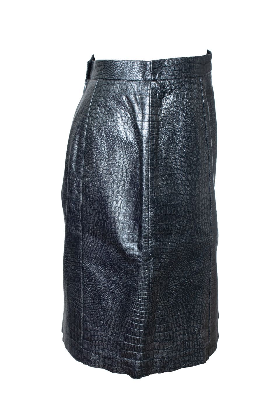 Escada Escada, croc embossed metallic leather skirt Size 28" / US 6 / IT 42 - 3 Thumbnail
