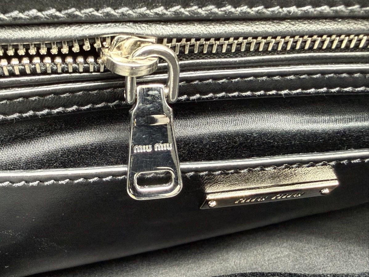 Miu Miu Miu Miu Leather Tote Bag – Black with Silver Hardware Size ONE SIZE - 17 Thumbnail