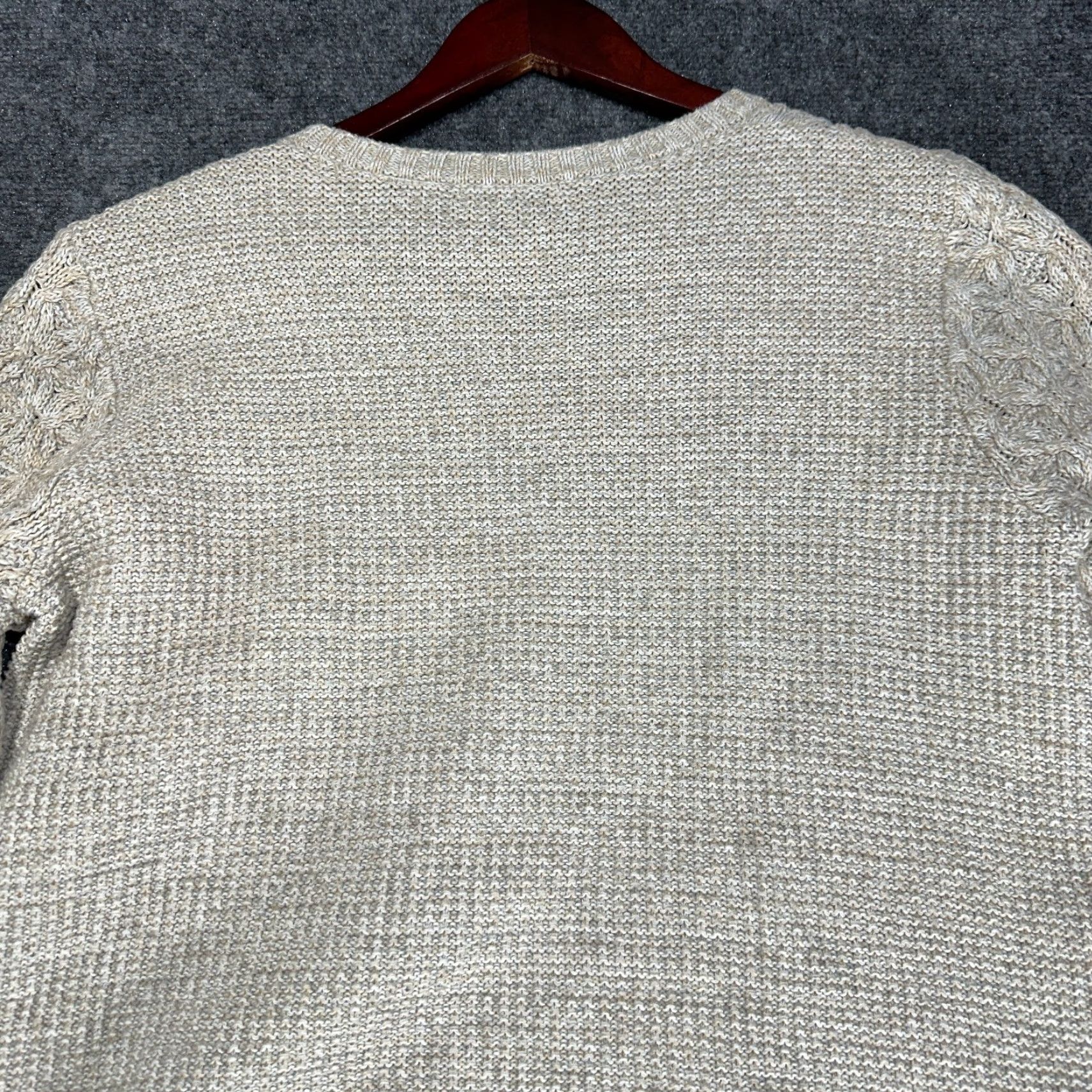 Vintage Jeanne Pierre Sweater Womens Large Beige Cotton Cable Knit Ribbed Hem Size L / US 10 / IT 46 - 6 Thumbnail