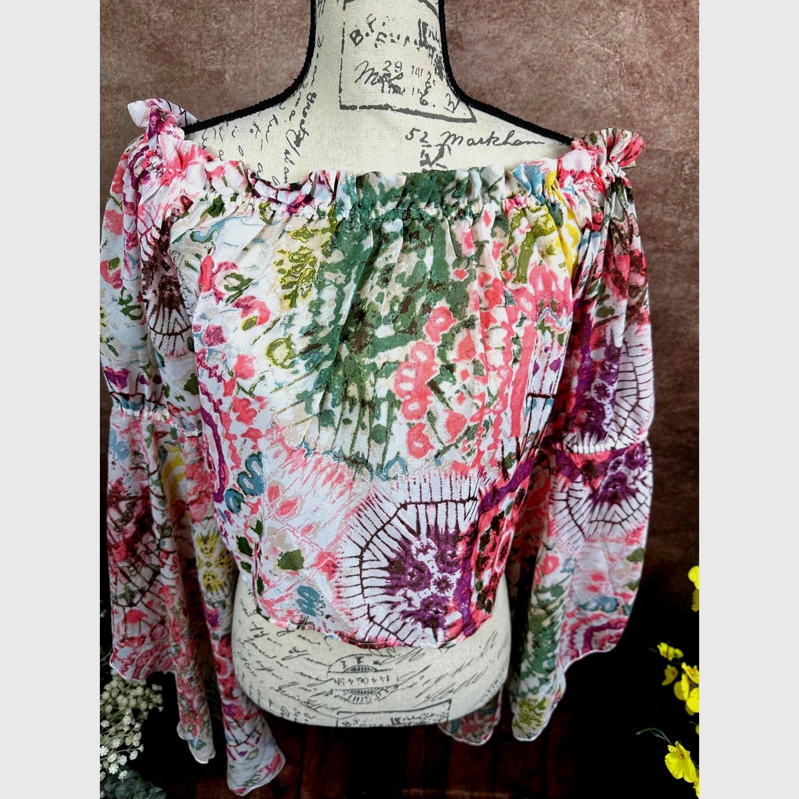 Other Live 4 Truth Floral Crop Top with Exaggerated Bell Sleeves S Size S / US 4 / IT 40 - 7 Thumbnail
