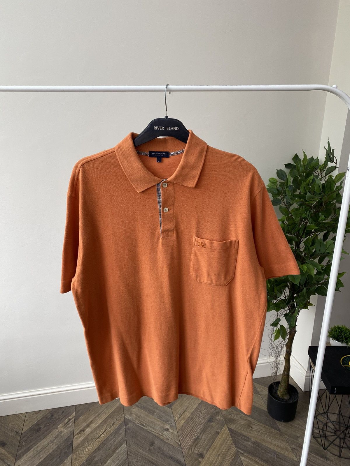 Burberry × Vintage Vintage Burberry Orange Denim polo t-shirt Size US L / EU 52-54 / 3 - 4 Thumbnail