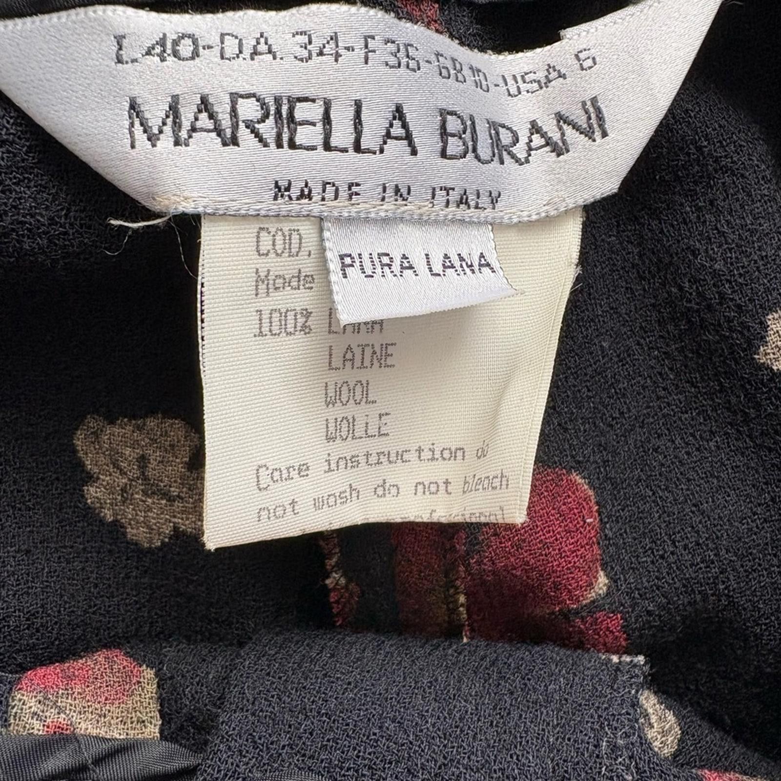 Designer Mariella Burani Women’s sz6 100% Wool Floral Pants Vintage Size 28" / US 6 / IT 42 - 6 Thumbnail
