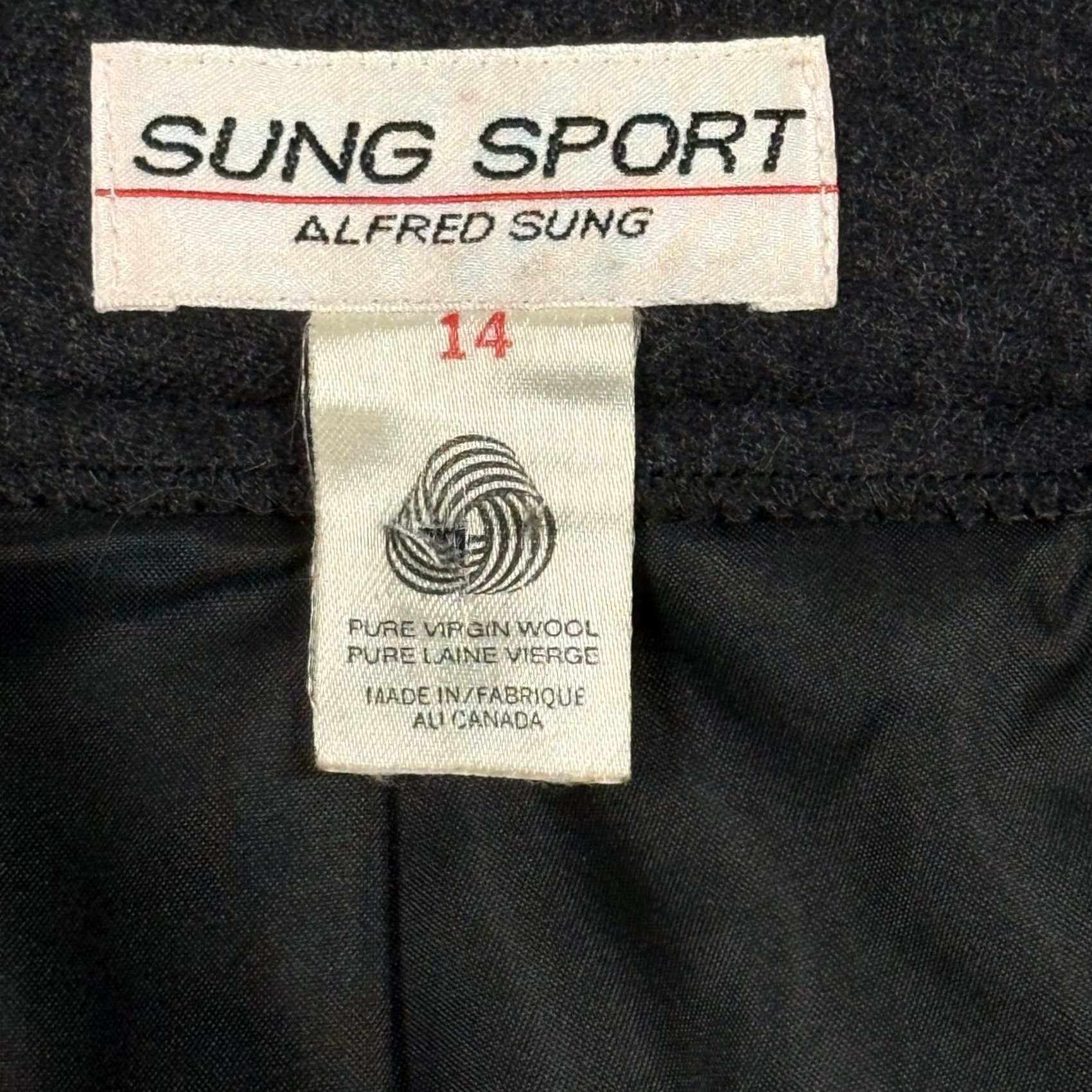 Vintage Alfred Sung Sport Pure Virgin Wool Pencil Skirt 14 Long Midi Slit Career Office - Blend Size 36" / US 14 / IT 50 - 6 Thumbnail
