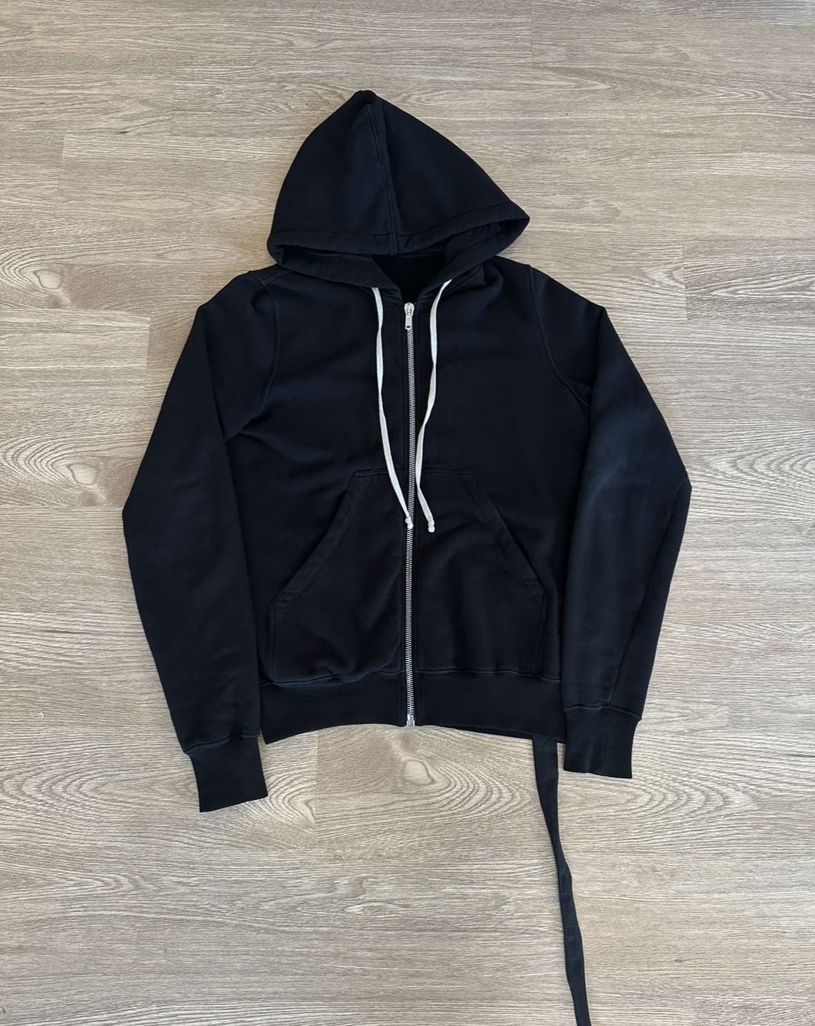 Black Rick Owens DRKSHDW zip through drawstring hoodie