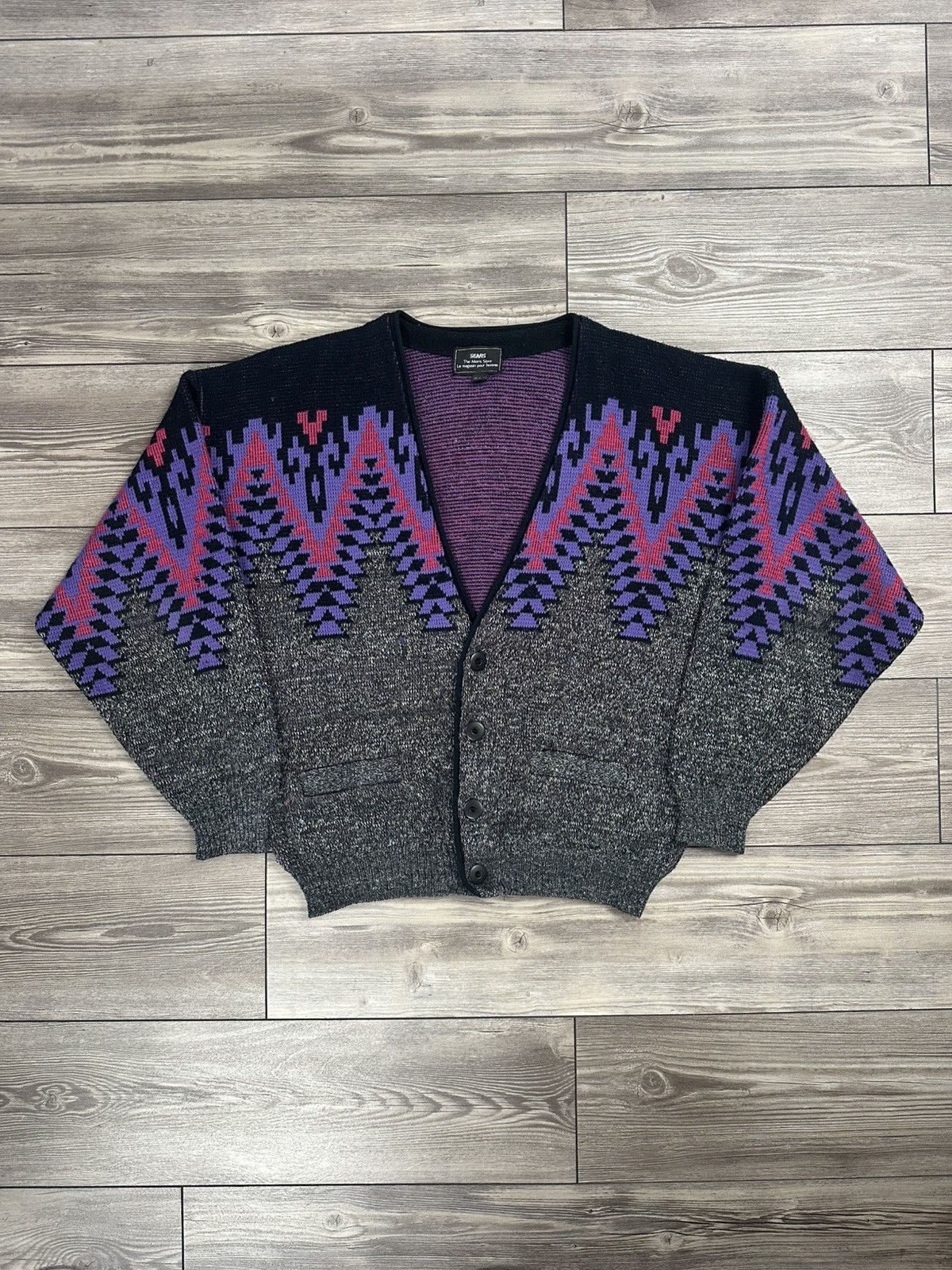 Sears Vintage Sears Patterned Cardigan Sweater Size US XL / EU 56 / 4 - 1 Thumbnail