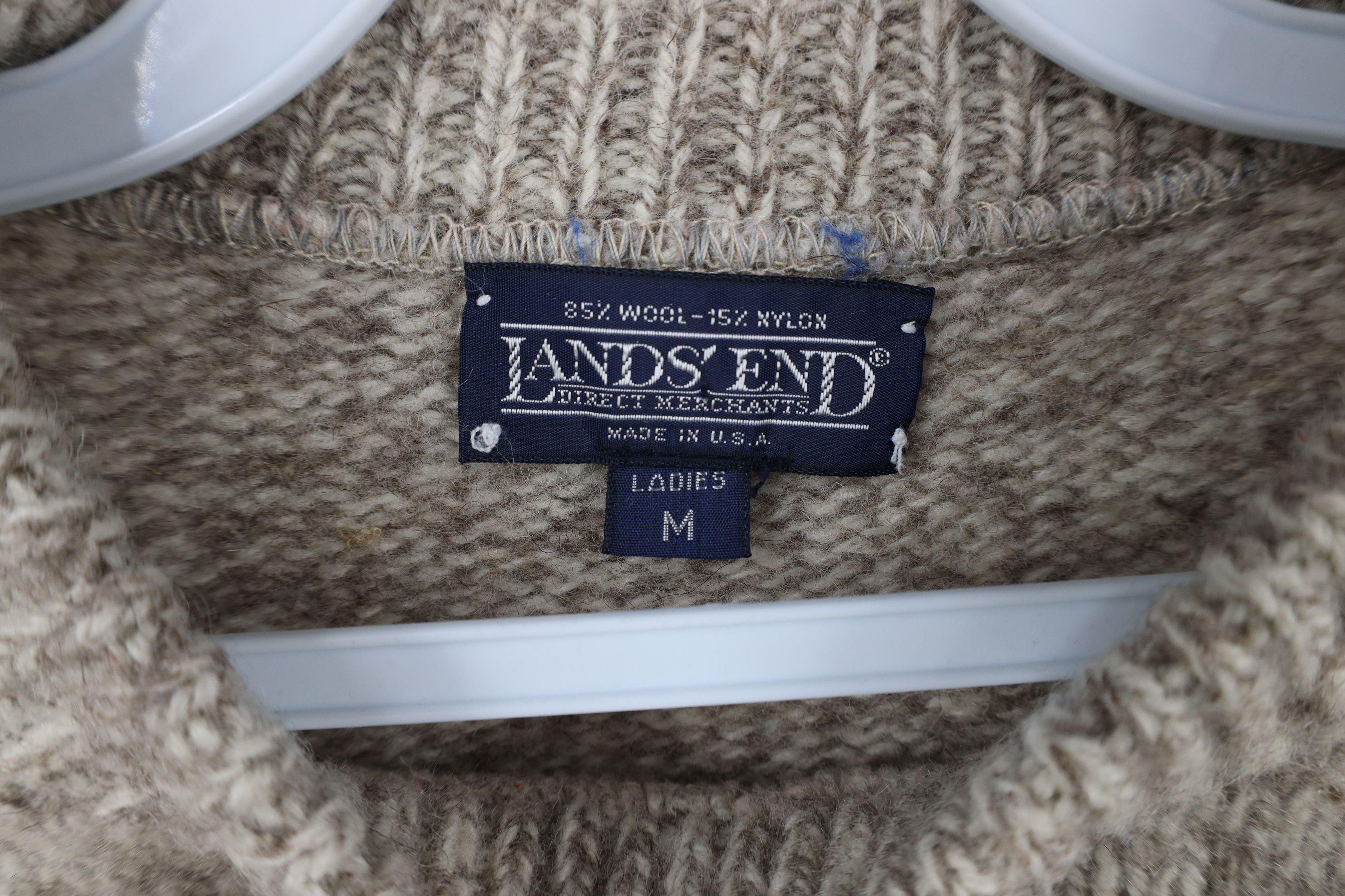 Lands' End × Vintage Vintage 90s Lands End Wool Blend Sweater Oatmeal Brown USA Size M / US 6-8 / IT 42-44 - 4 Thumbnail