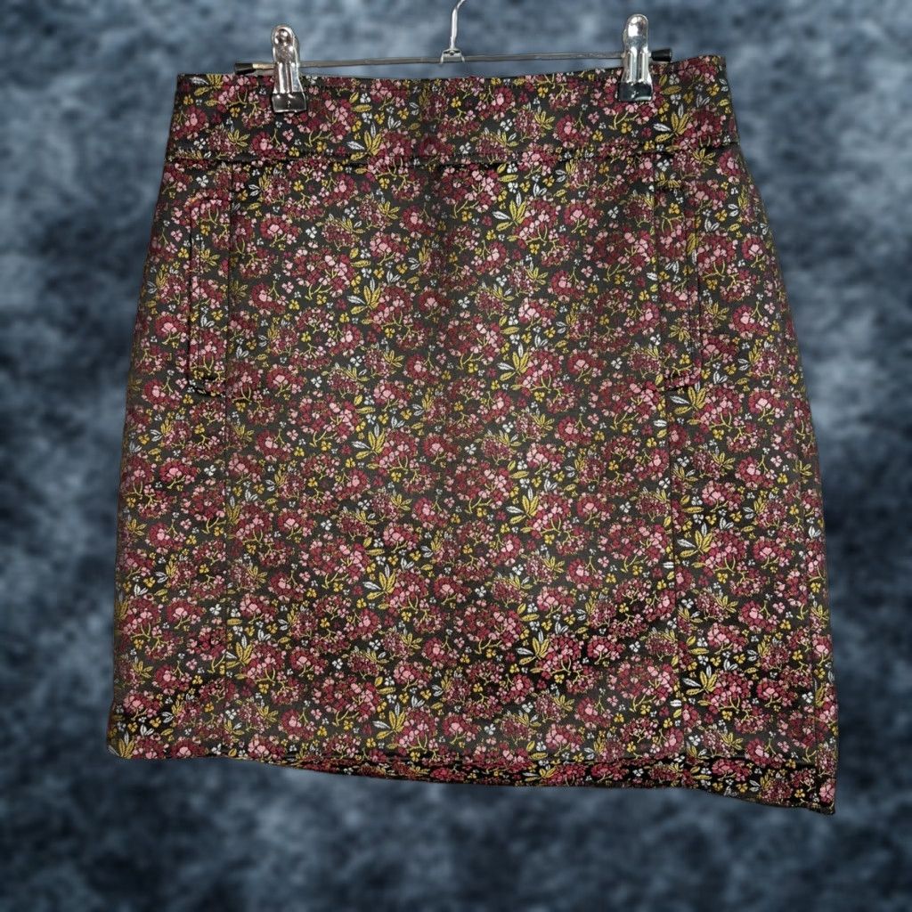 Loft Loft Ann Taylor Black Pink Floral Printed Pencil Skirt Womens 4 Polyester Short Slim Fit Size 27" / US 4 / IT 40 - 1 Thumbnail