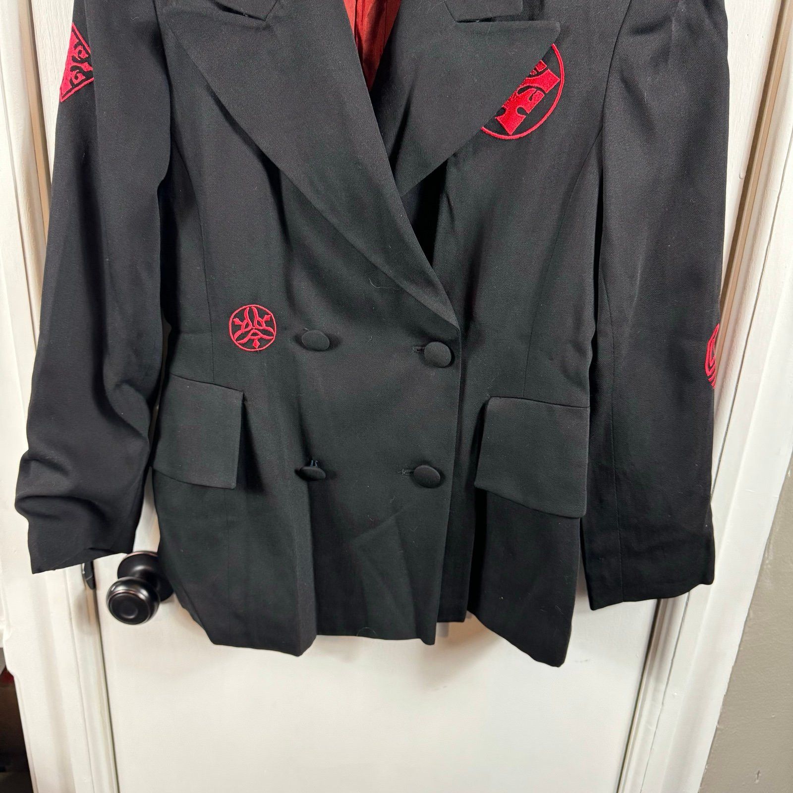 Escada CRISCA ESCADA Blazer M/L Wool Blend Black w/embroidered Sy Size ONE SIZE - 3 Thumbnail