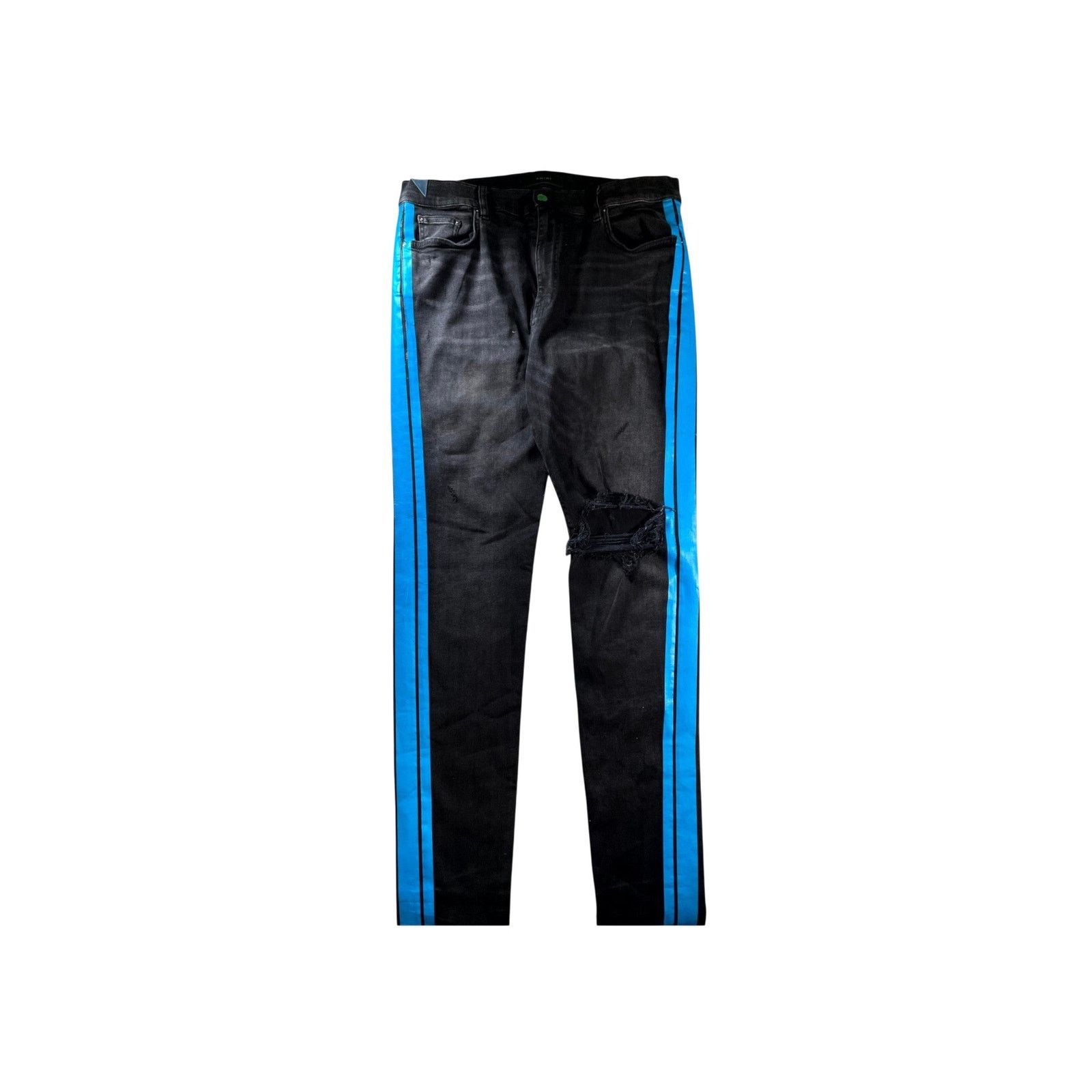 Amiri Amiri Track Stripe Black & Blue Jeans Size US 38 / EU 54 - 1 Thumbnail