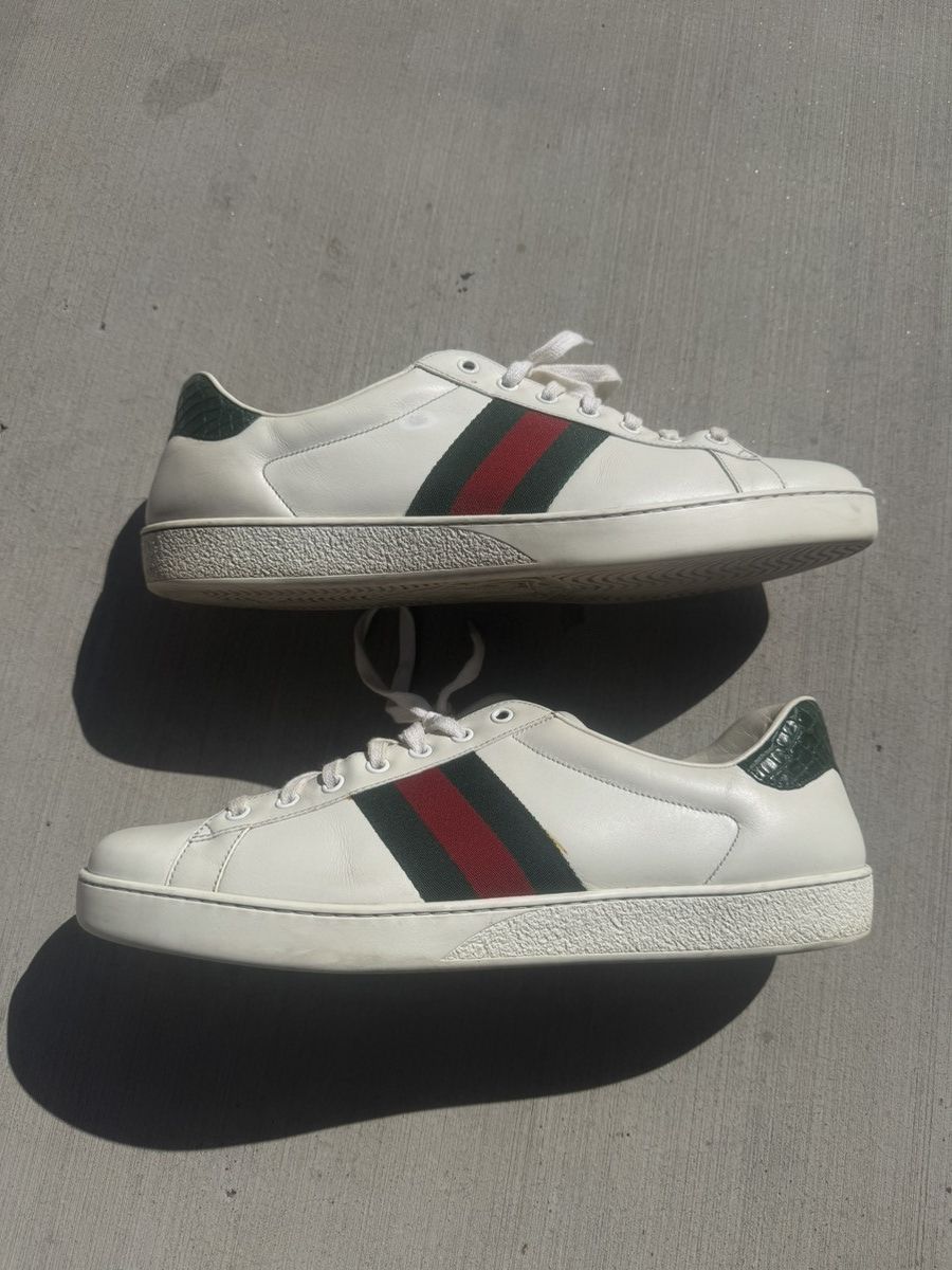 Gucci GUCCI ACE CLASSIC SNEAKERS WHITE GREEN RED WEB LEATHER 12 G Size US 13 / EU 46 - 1 Thumbnail