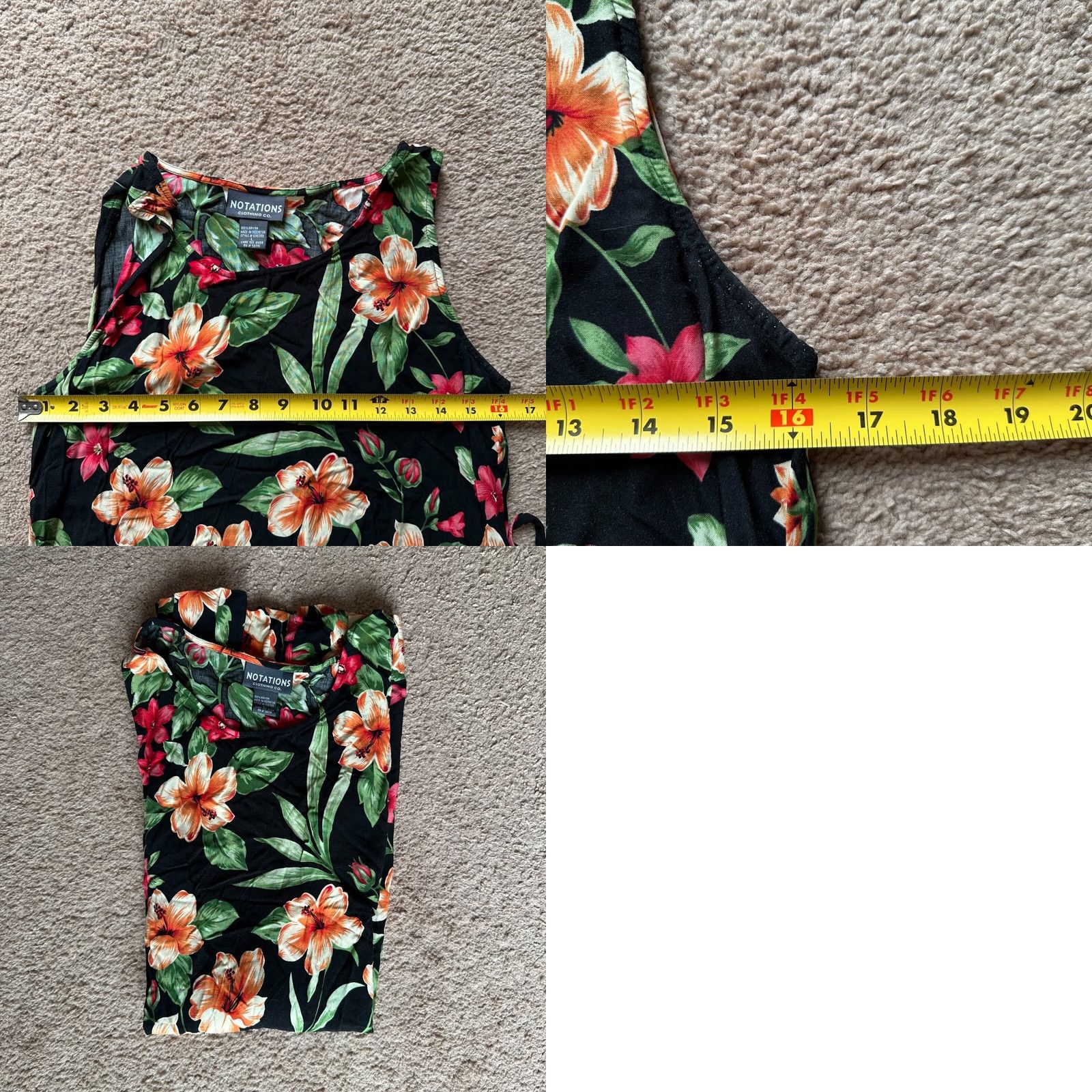 Vintage Notations Top Womens Large Floral Rayon Lightweight Straps Pullover Black Size L / US 10 / IT 46 - 8 Thumbnail