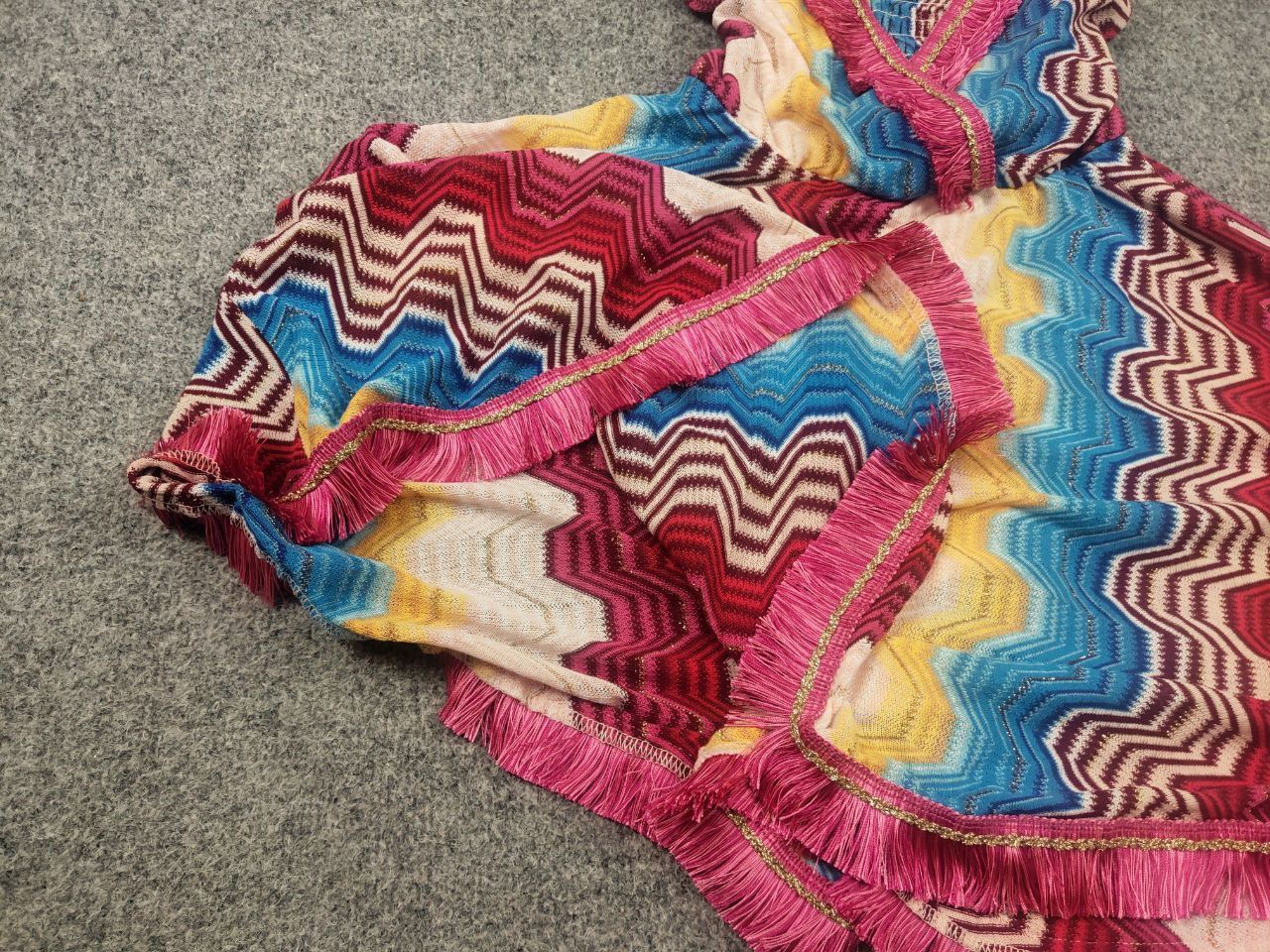 Missoni Pho Firenze Italy V-neck zig zag Multicolor straps Dress Size S / US 4 / IT 40 - 7 Thumbnail