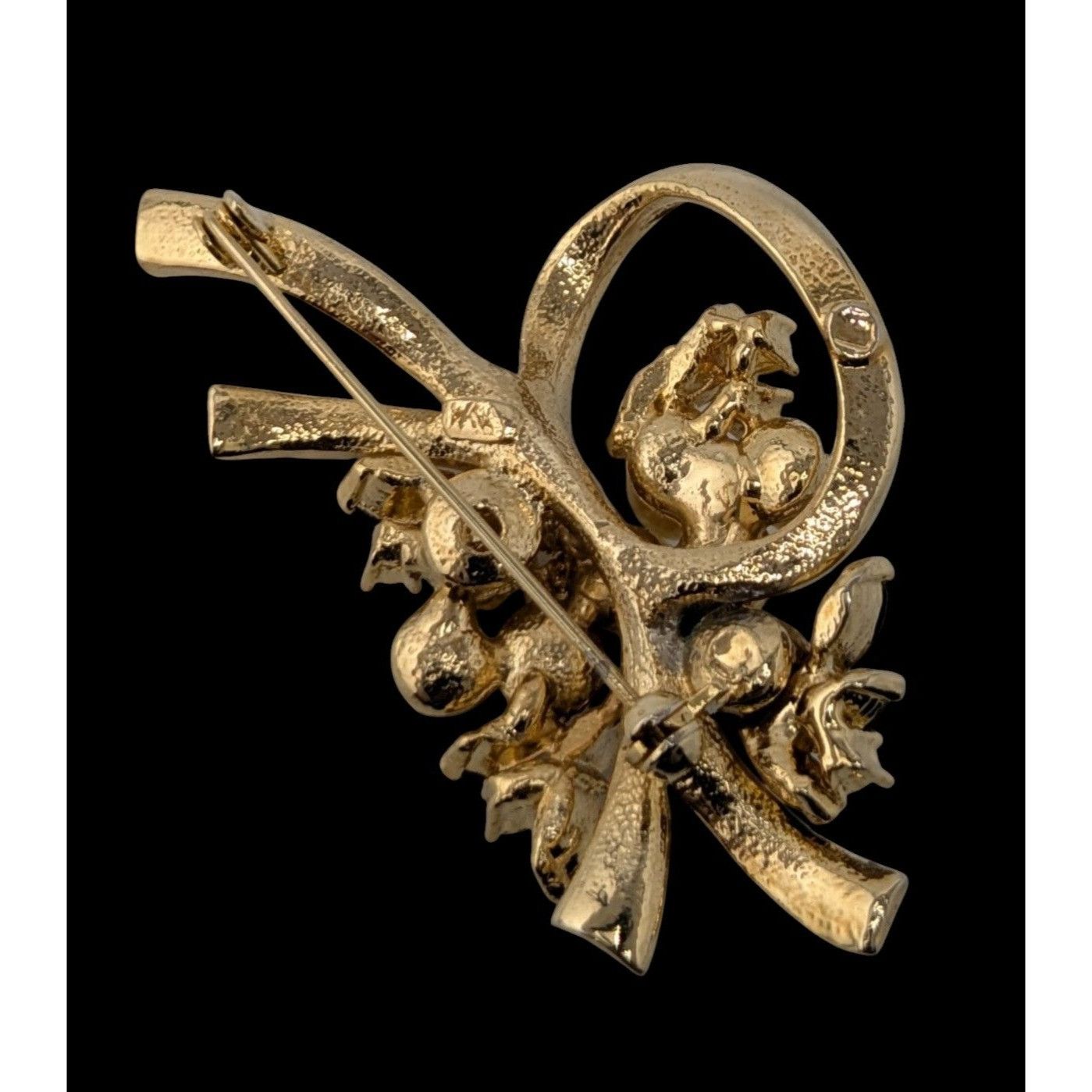 Other Vintage Glam Floral Gold-Tone Brooch With Faux Pearls Black Size ONE SIZE - 2 Thumbnail