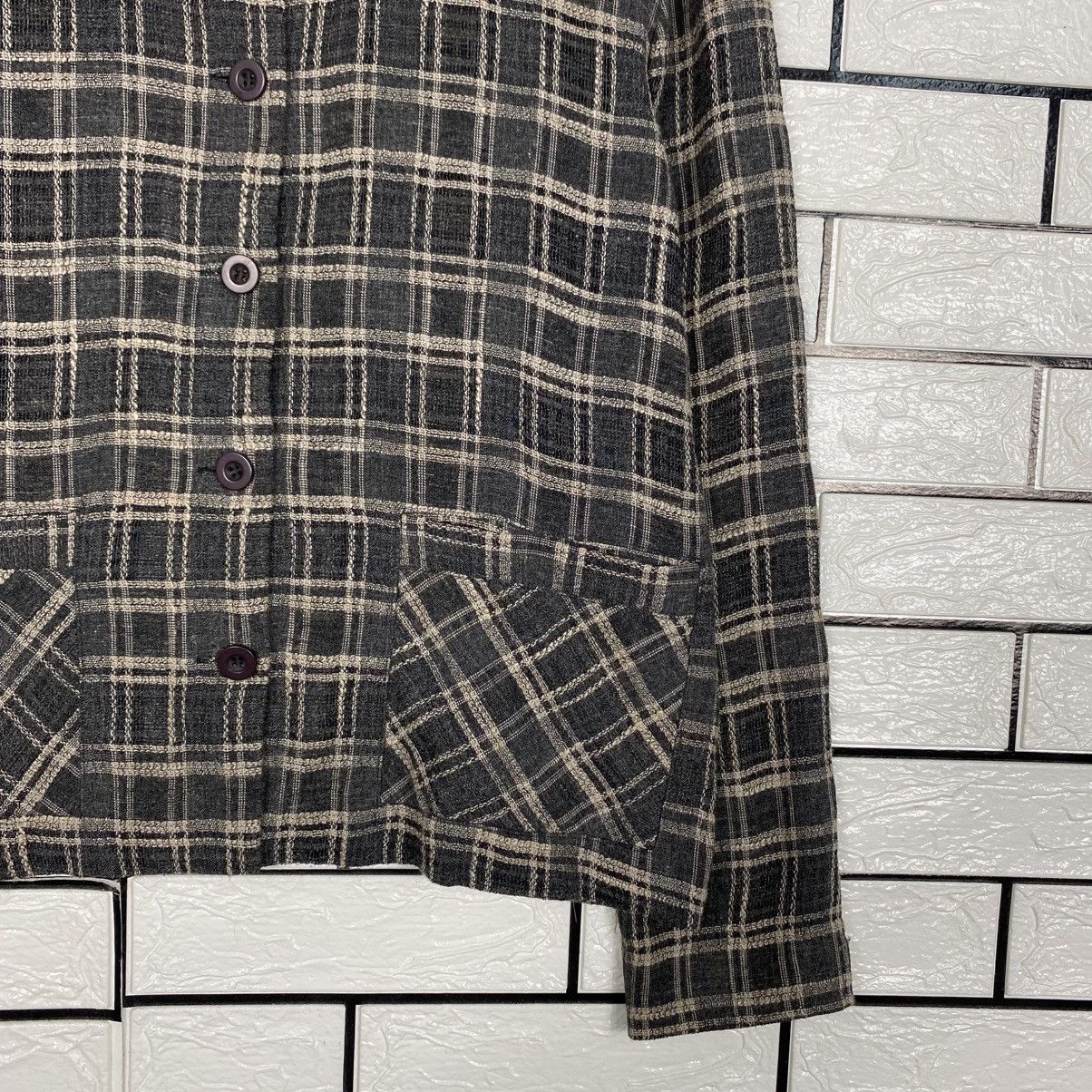 Issey Miyake 📌Vintage Cropped Button Jacket Corsa Tartan Design Check Size US M / EU 48-50 / 2 - 6 Thumbnail