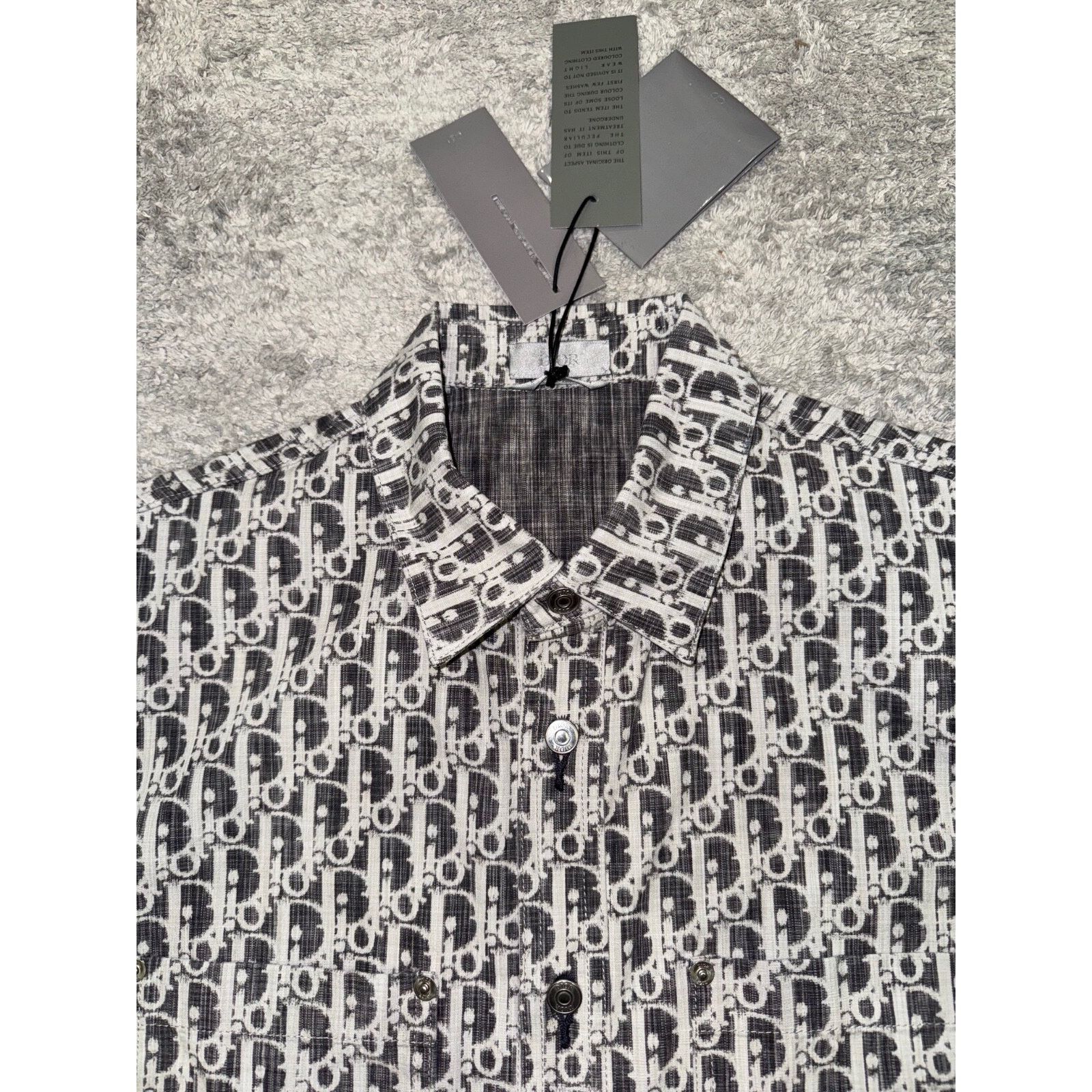 Dior Dior Black Grey Oblique Kasuri Cotton Denim Button Up Down Size US M / EU 48-50 / 2 - 3 Thumbnail
