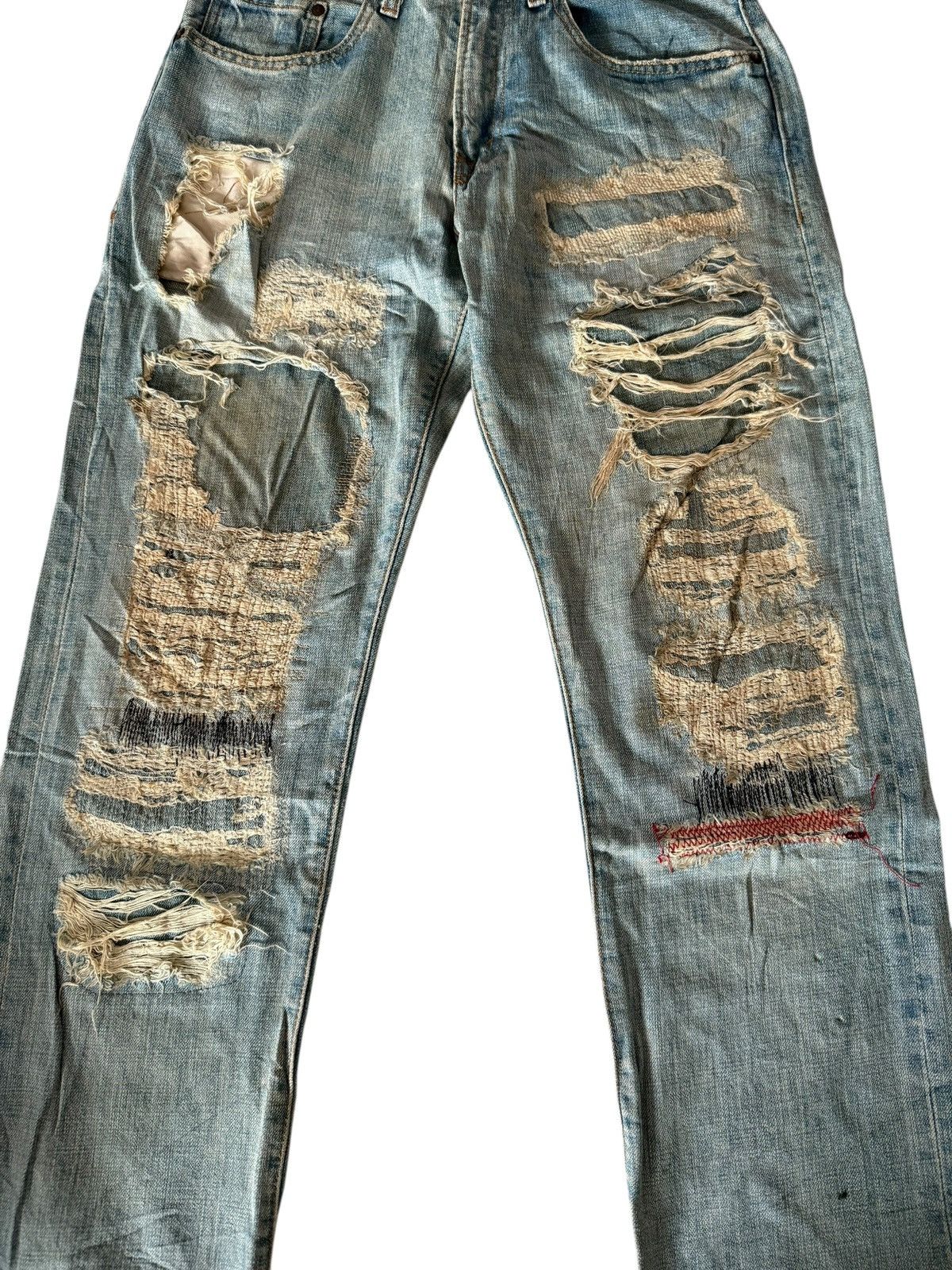 Japanese Brand Japanese Ykk New Max Faded Distressed Rare Design Denim Size US 29 - 3 Thumbnail