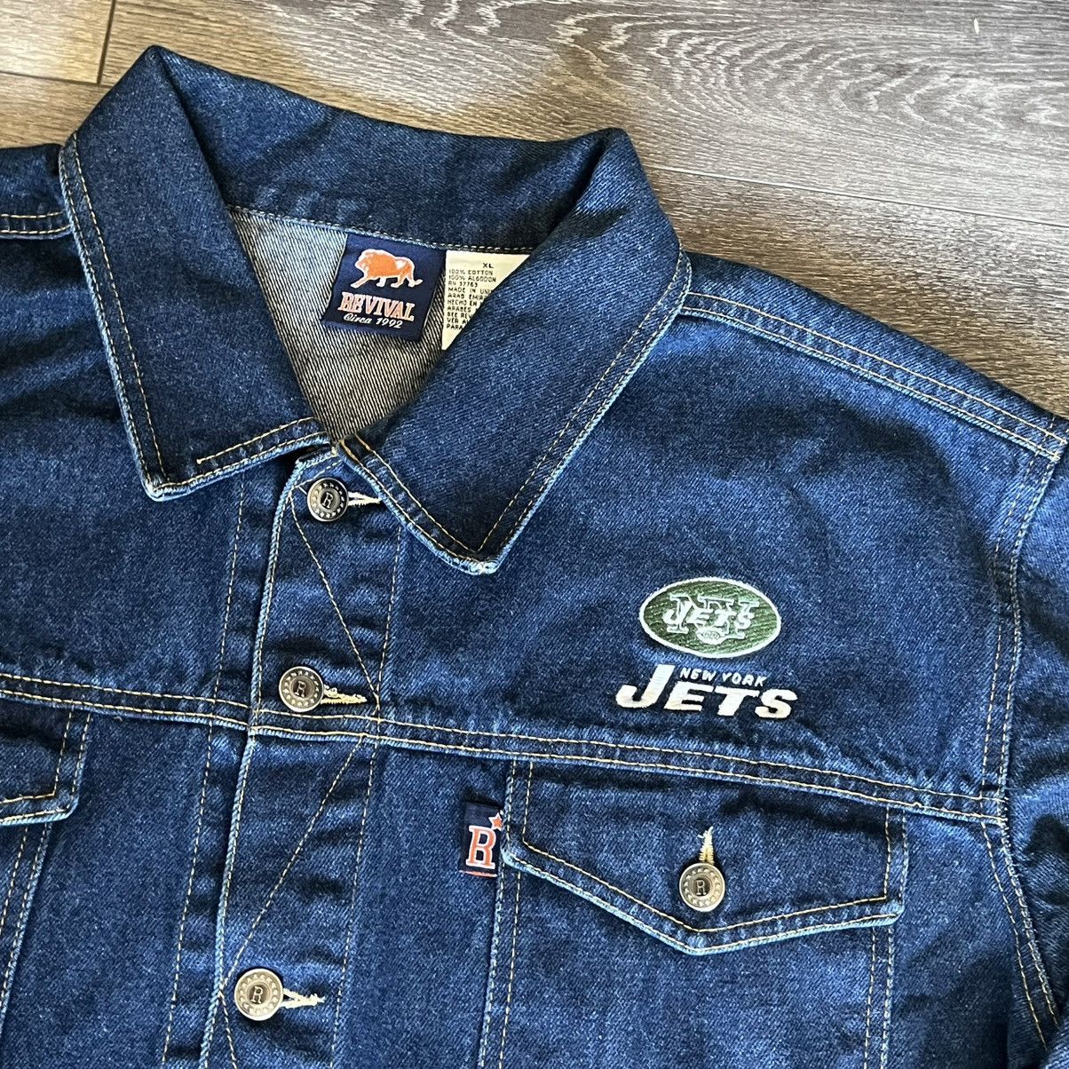 NFL Vintage 1990s NFL Revival New York Jets Denim Trucker Jacket Size US XL / EU 56 / 4 - 4 Thumbnail