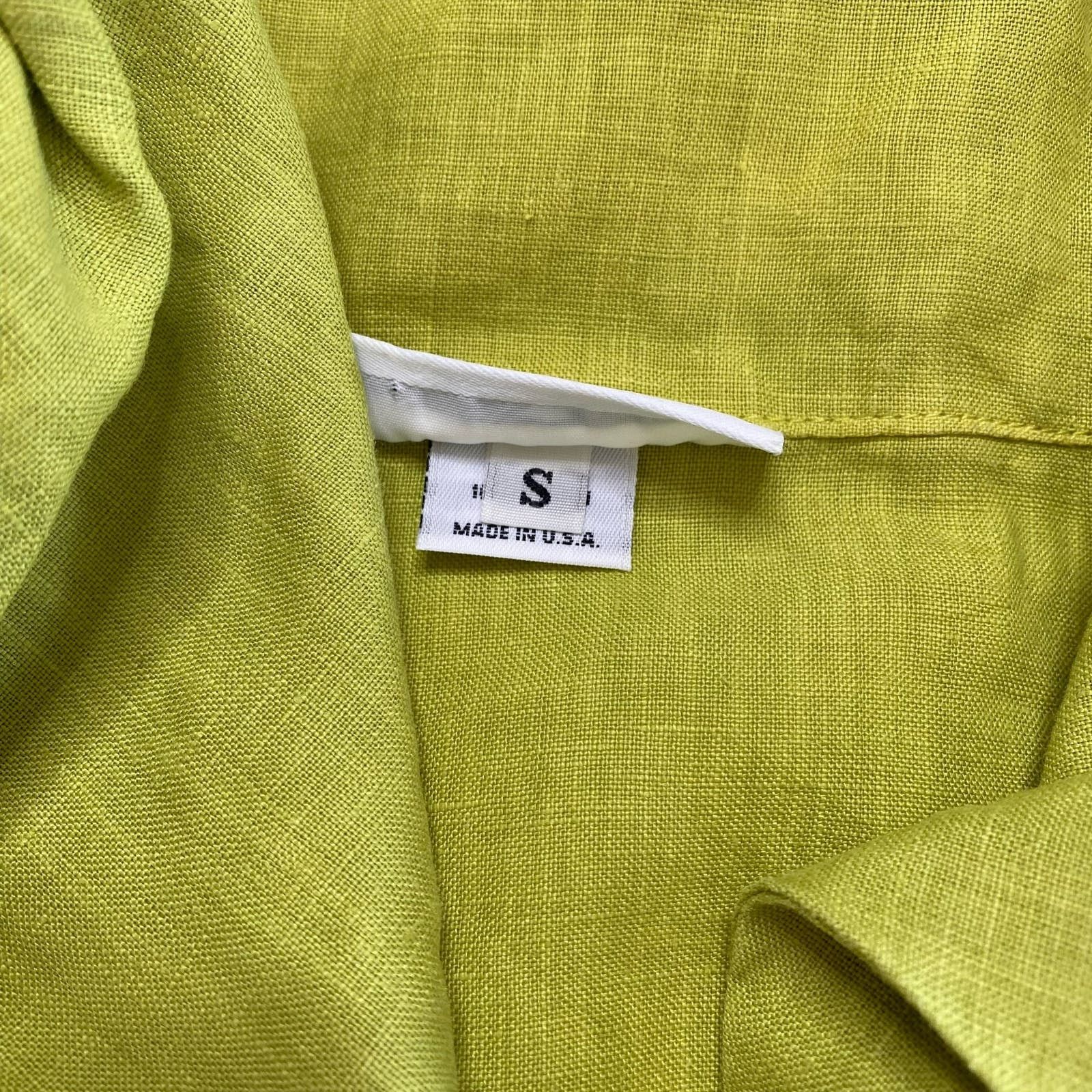 Bryn Walker BRYN WALKER Chartreuse Green Linen Short Sleeve Jacket Small Size S / US 4 / IT 40 - 7 Thumbnail