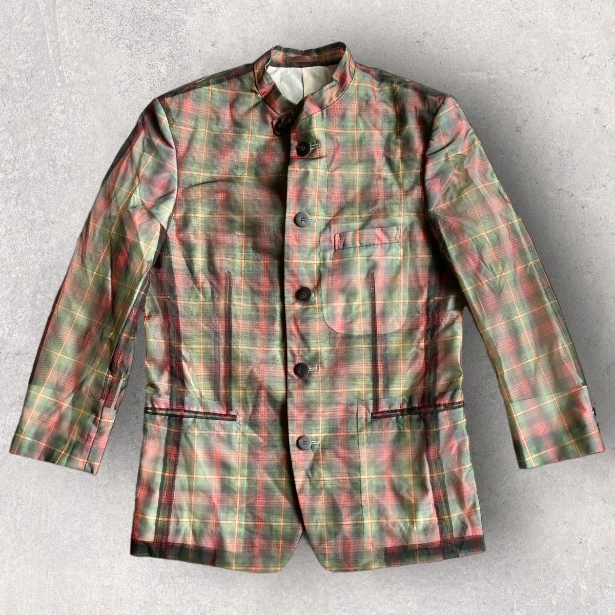 Issey Miyake Vintage SS96 Runway Translucent Tartan Plaid Jacket Size US M / EU 48-50 / 2 - 2 Thumbnail