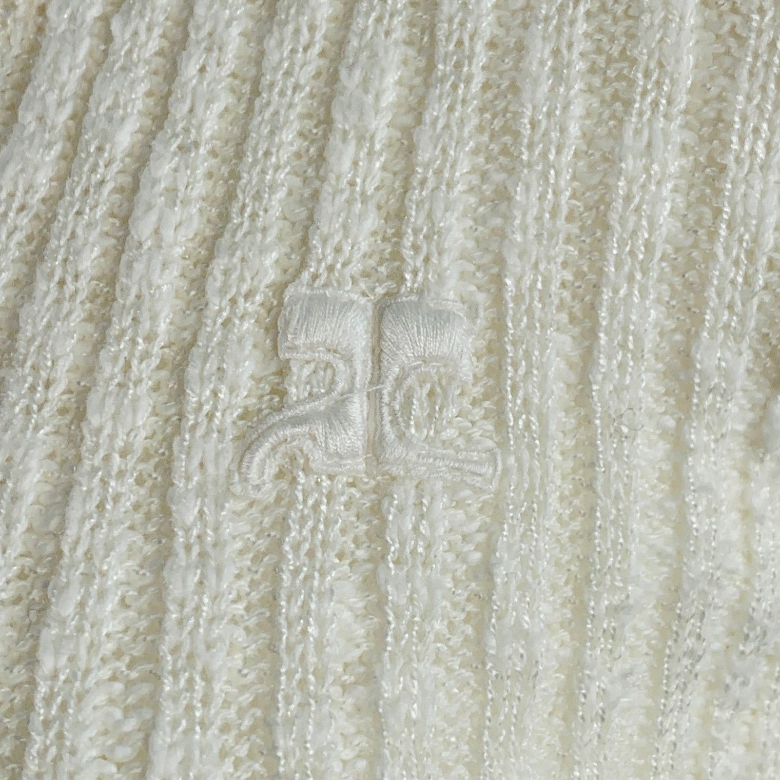 Courreges COURREGES 0 Cream Acrylic Cotton Rib Knit V-Neck Cardigan Size XS / US 0-2 / IT 36-38 - 2 Thumbnail